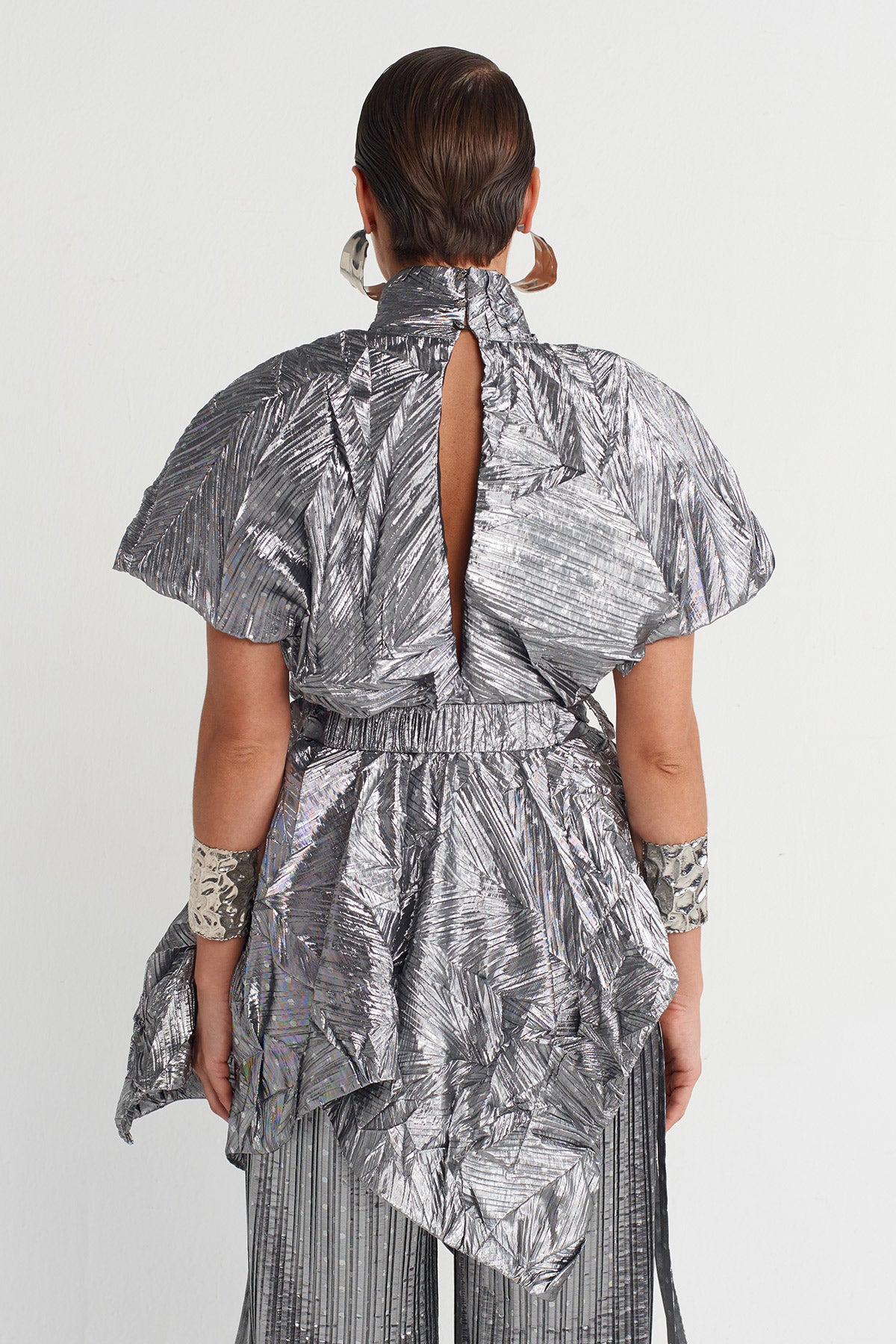 Gümüş Kemer Detaylı Plise Şık Bluz-K251011012