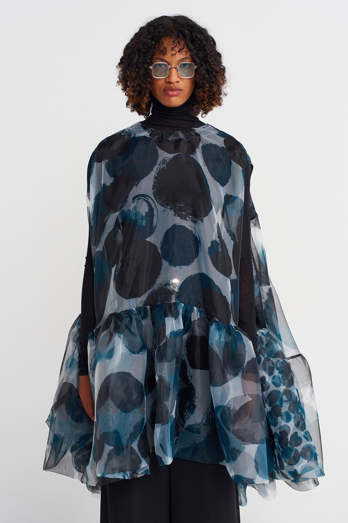 Desenli Organze Oversize Bluz-K251011027