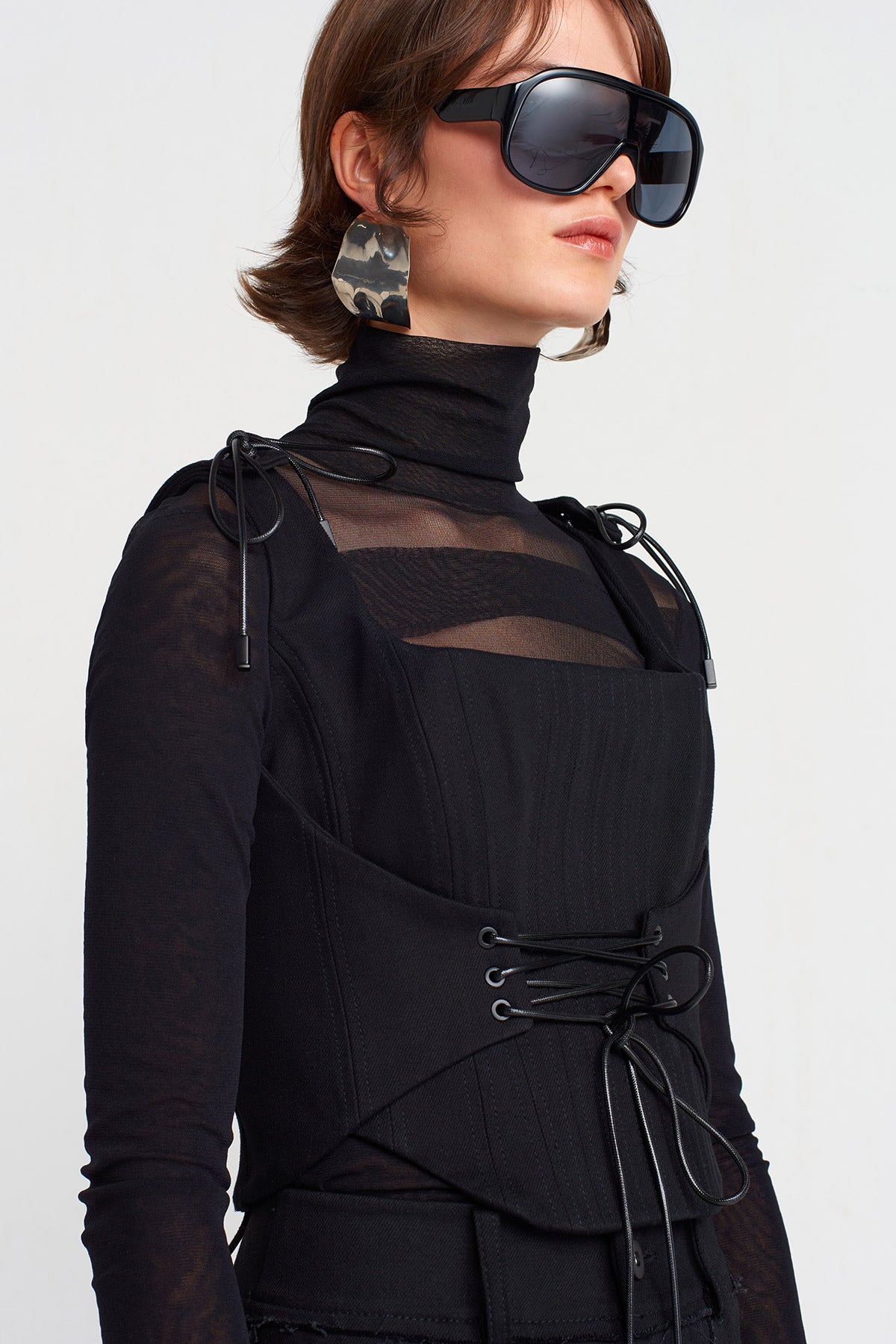 Siyah Bağcıklı Korse Büstiyer-K251011031