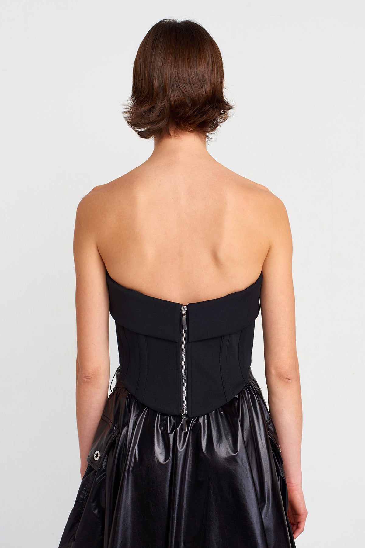 Siyah Straplez Korse Büstiyer-K251011038