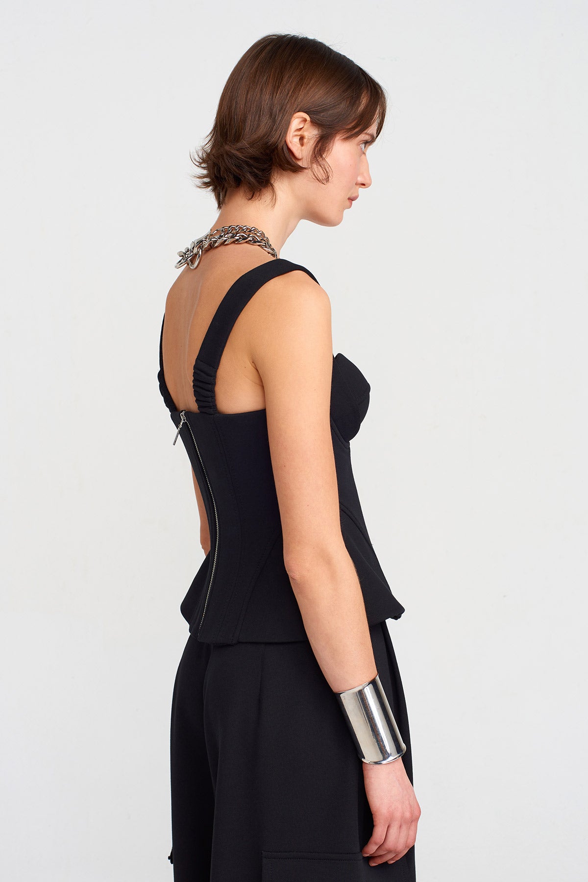 Siyah Kalın Askılı Korse Top-K251011039