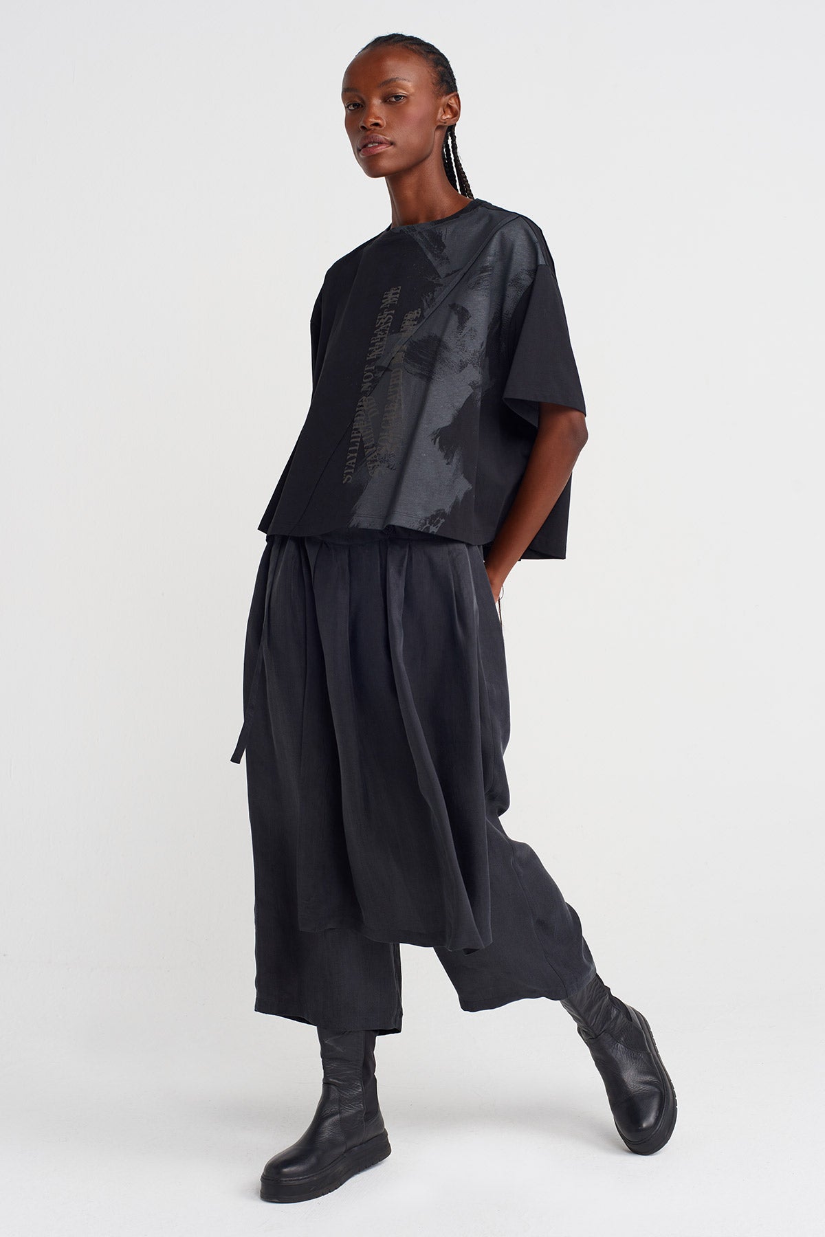 Siyah Baskılı Basic Tişört-K251011103