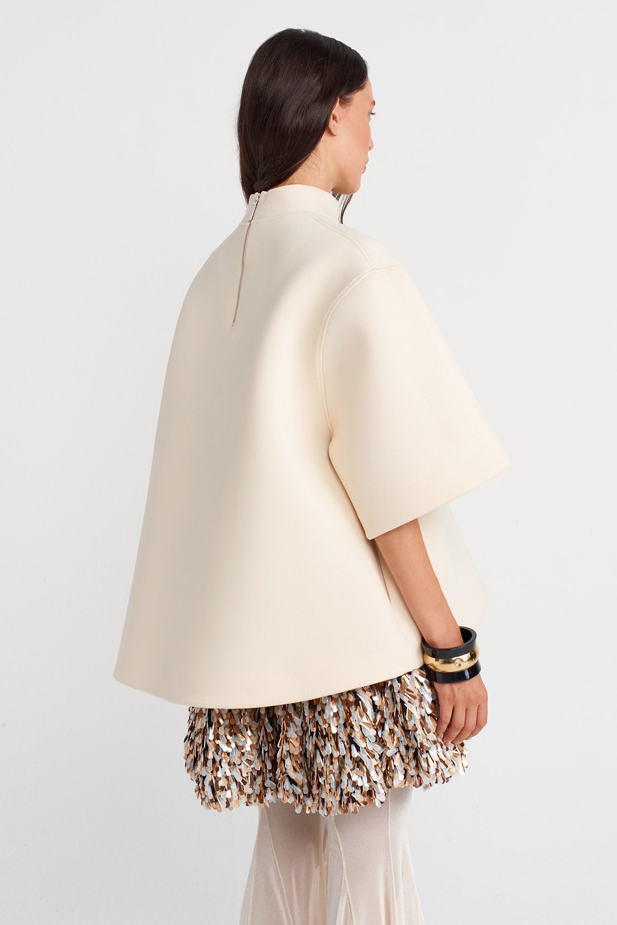 Natur Dalgıç Kumaş, Oversize T-shirt-K251011116