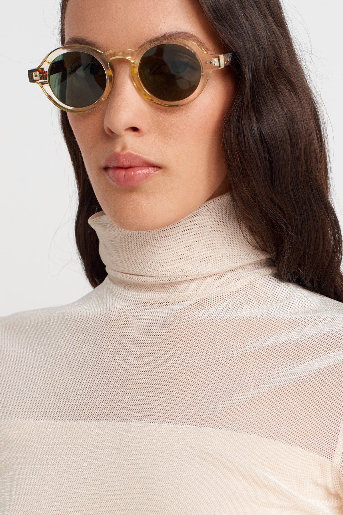 Natur Yanları Büzgülü Tül Body-K251011118