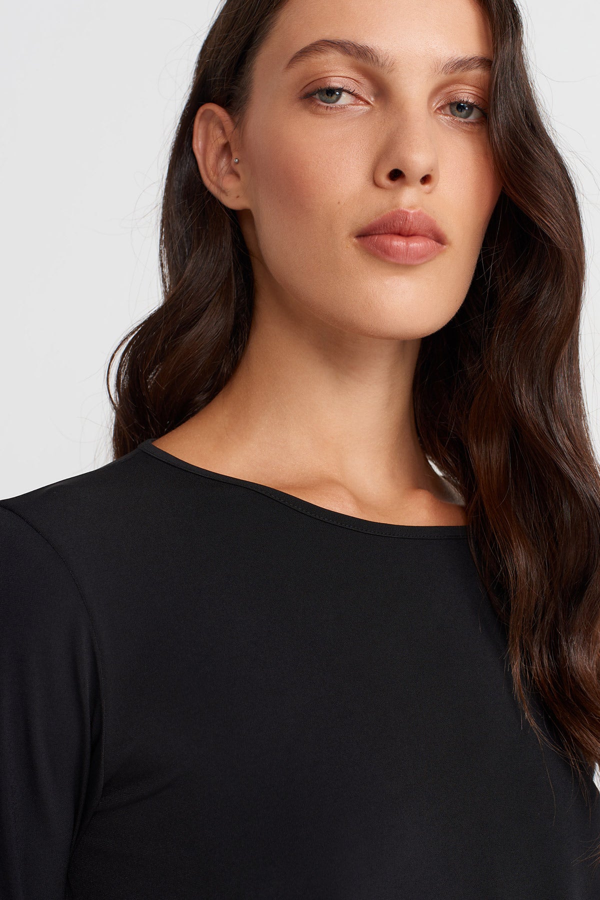 Siyah Uzun Kol Jarse T-shirt-K251011136