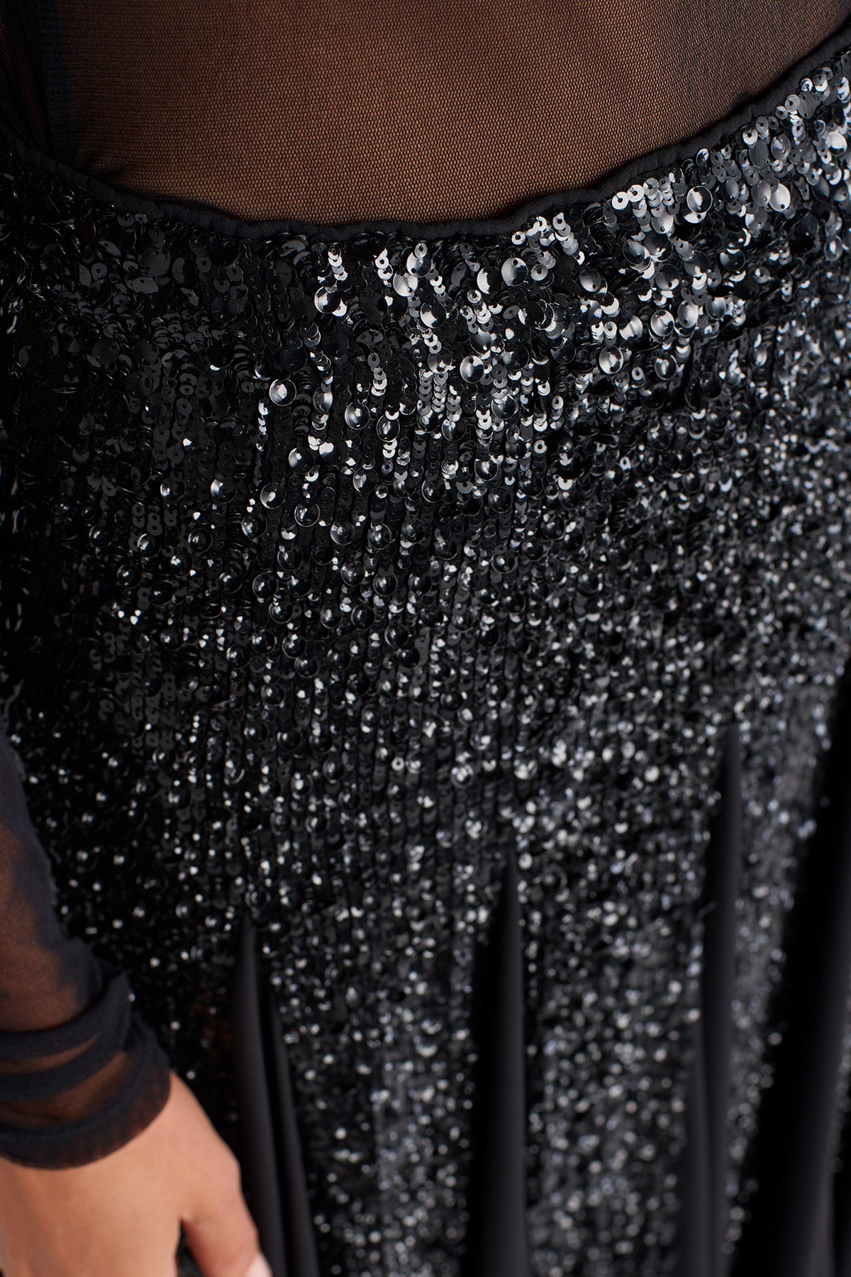 Siyah Payet İşlemeli Uzun Şık Etek-K252012017