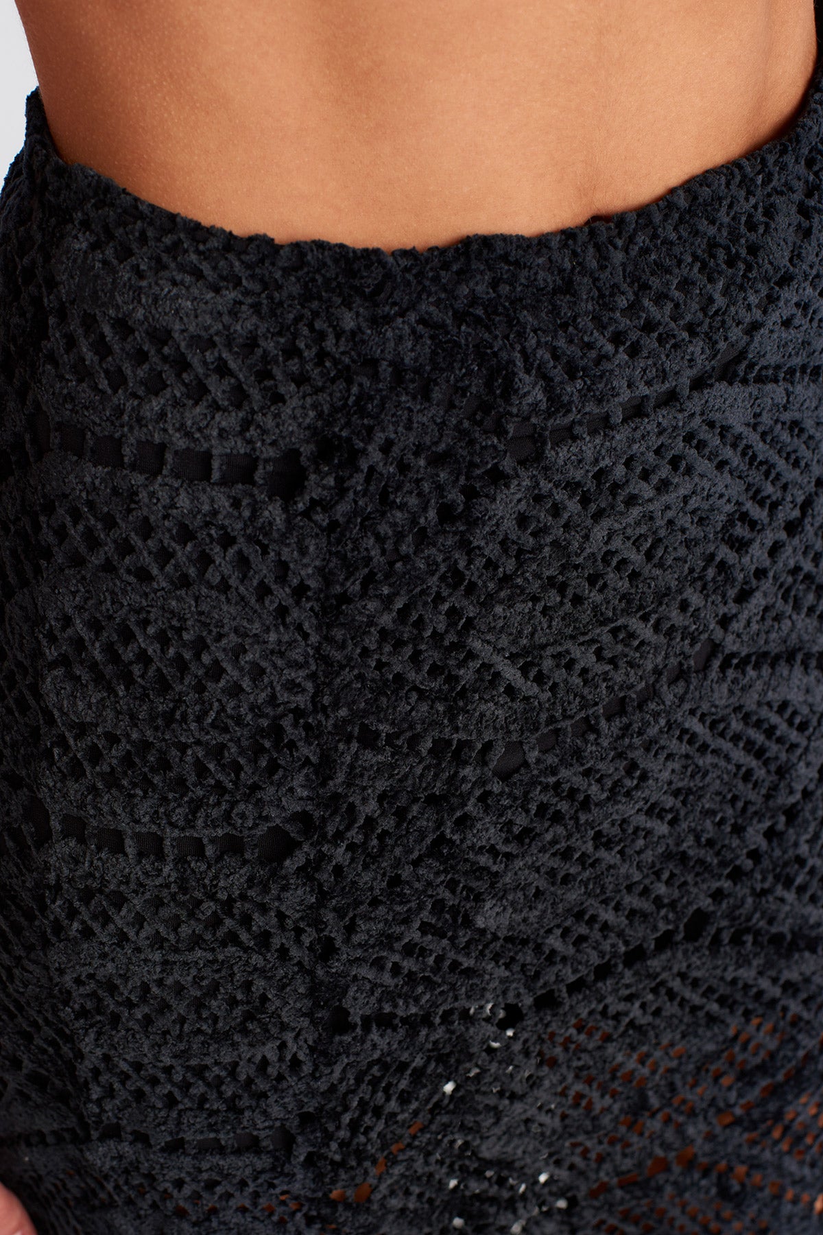 Siyah Kadife Dantel Maxi Etek-K252012025