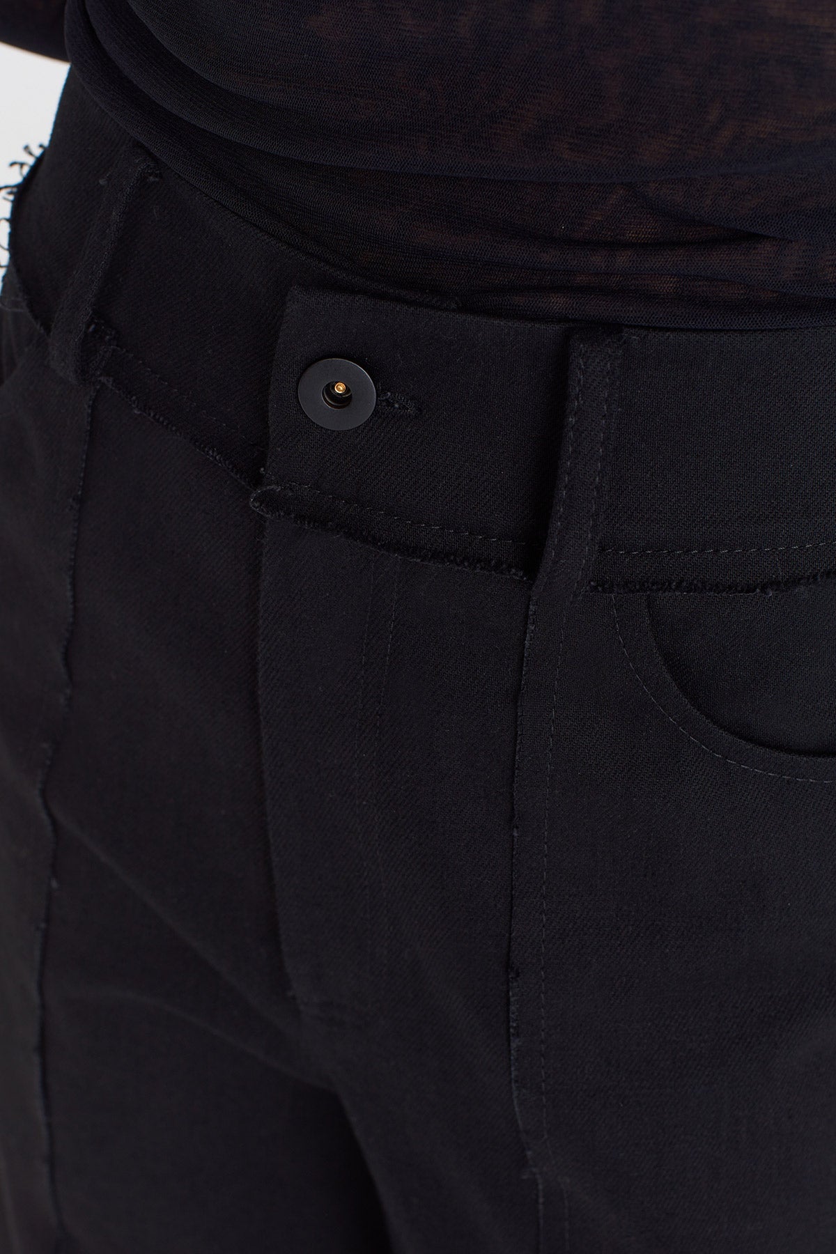 Siyah Bol Paça Denim Pantolon-K253013023