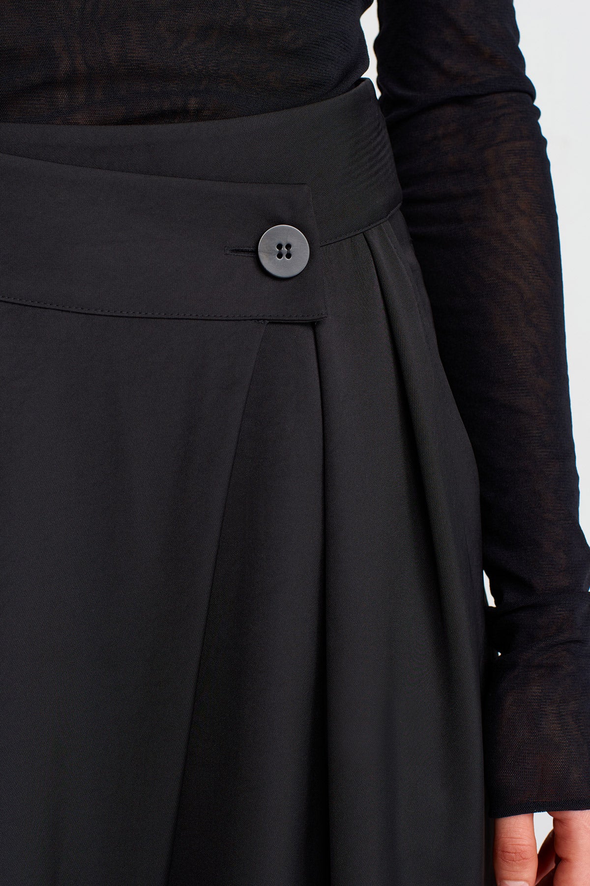 Siyah Kruvaze Palazzo Pantolon-K253013024