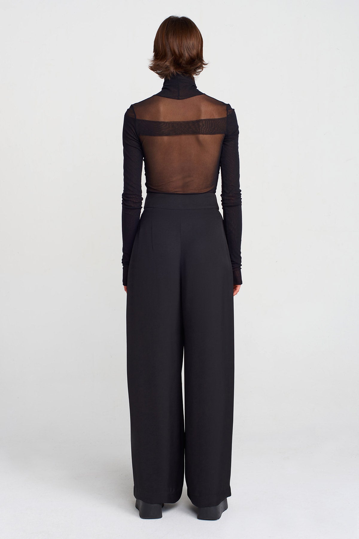 Siyah Kruvaze Palazzo Pantolon-K253013024