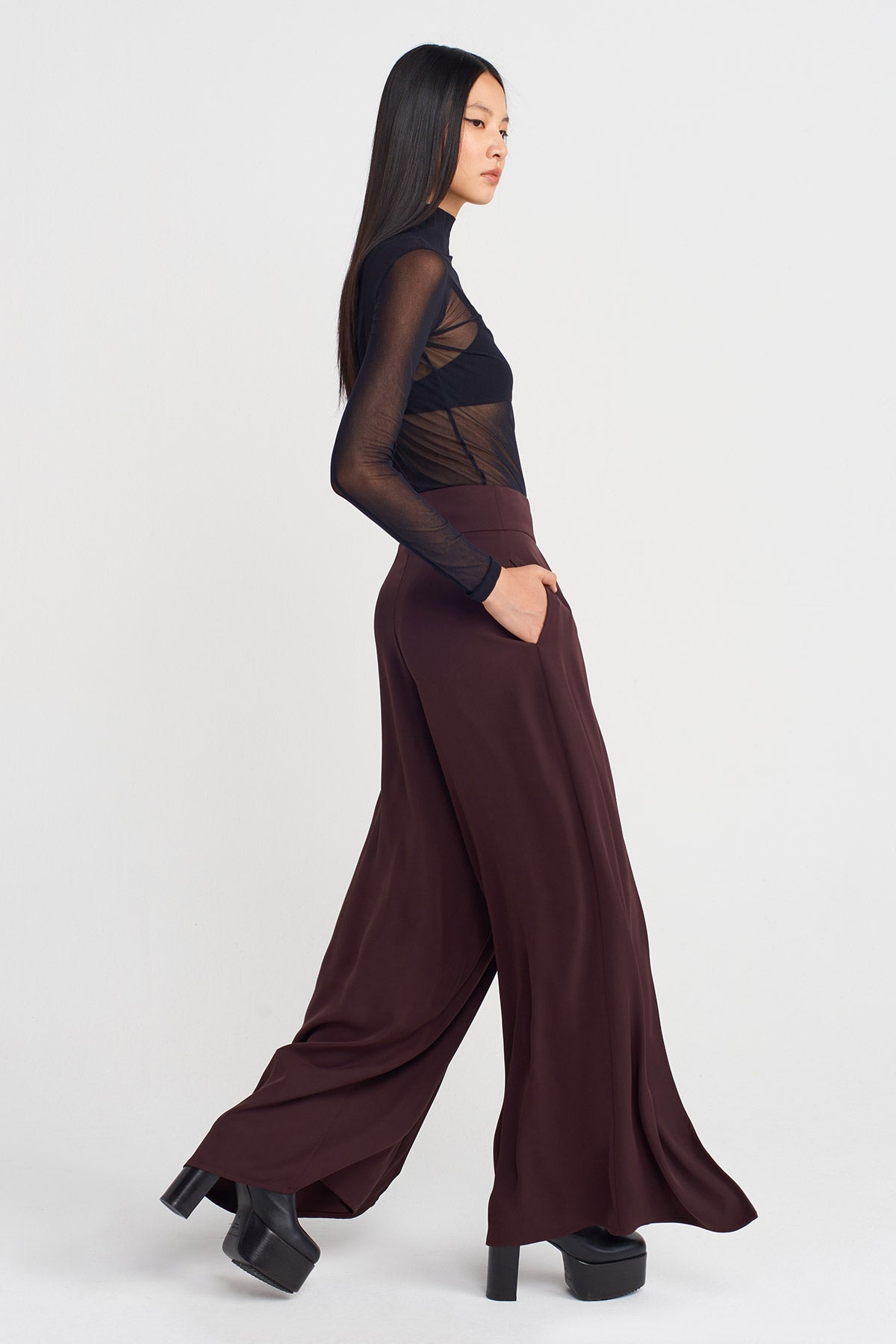 Siyah Yüksek Bel Bol Pantolon-K253013030