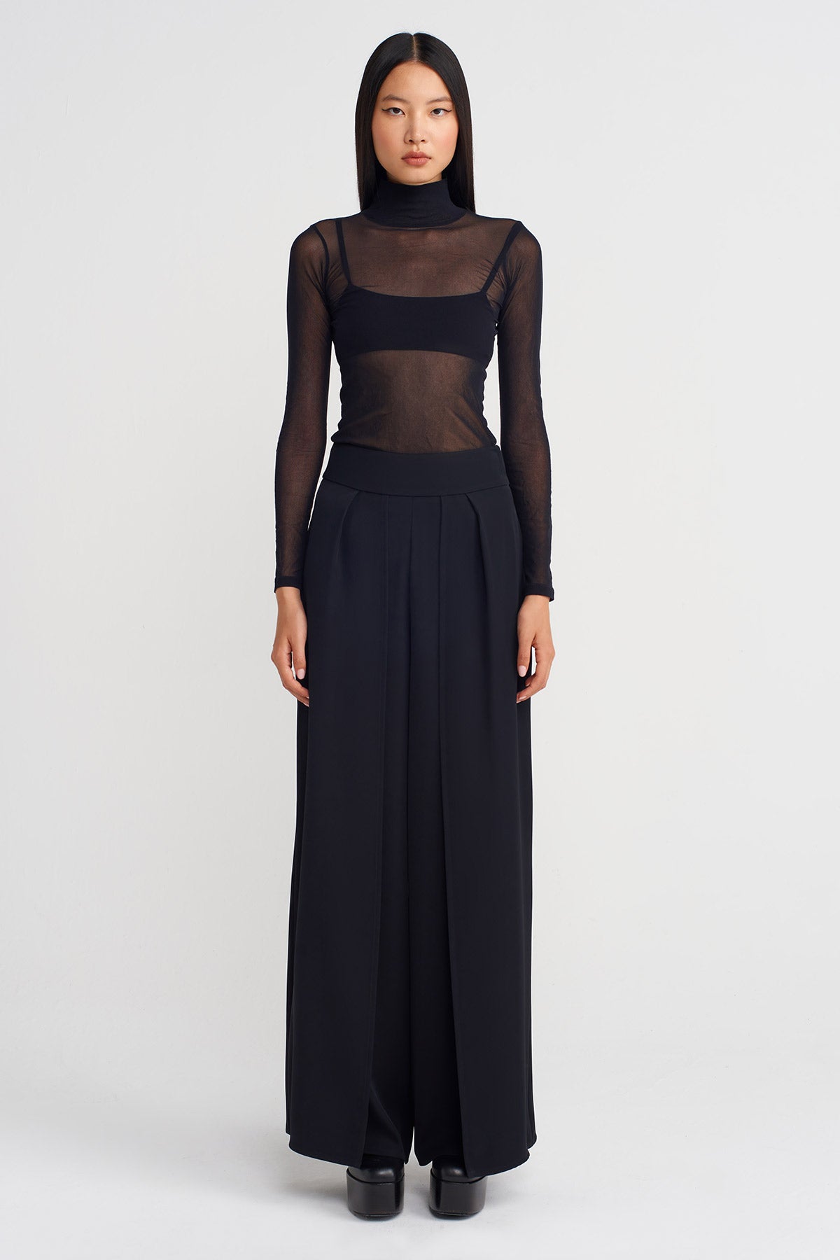 Black High Waist Loose Trousers-K253013030