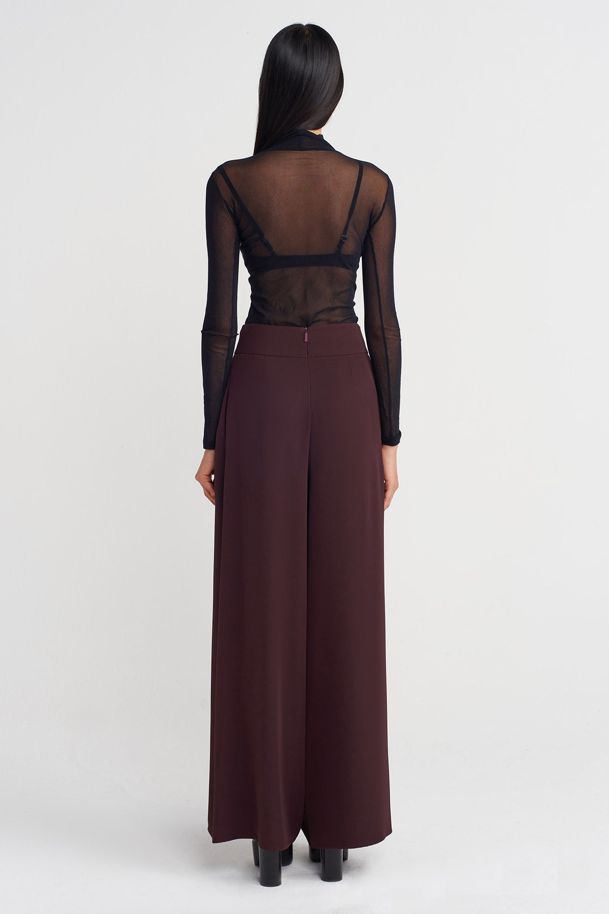 Koyu Mor Yüksek Bel Bol Pantolon-K253013030