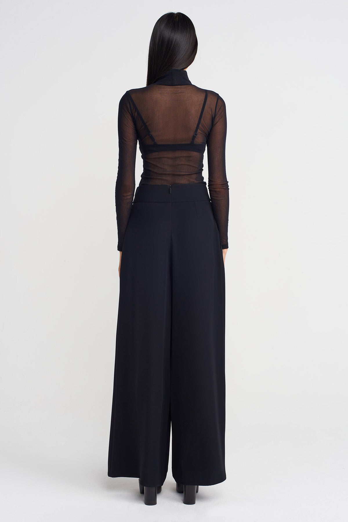 Siyah Yüksek Bel Bol Pantolon-K253013030