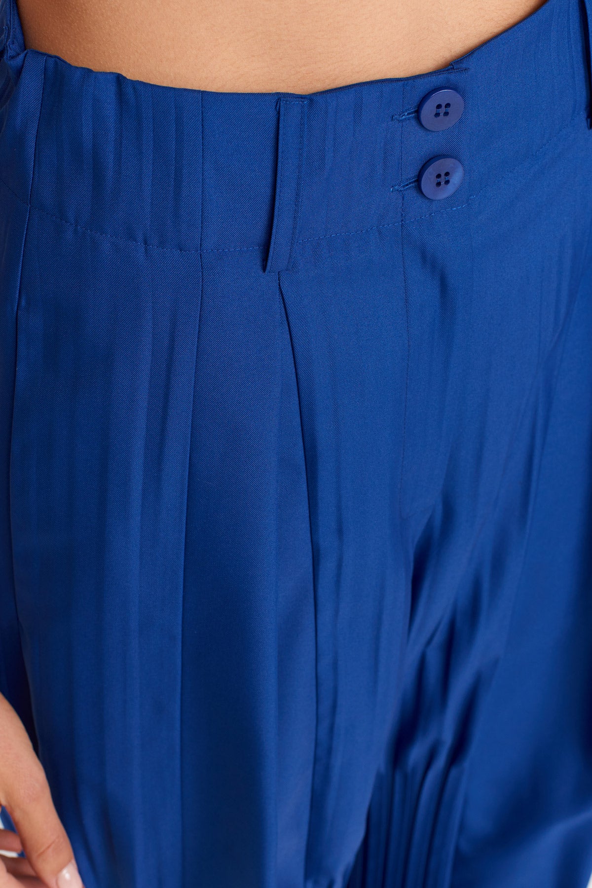 Deniz Mavisi Bölgesel Pliseli Pantolon-K253013045