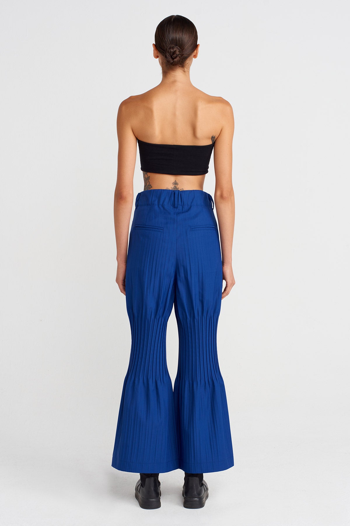 Deniz Mavisi Bölgesel Pliseli Pantolon-K253013045