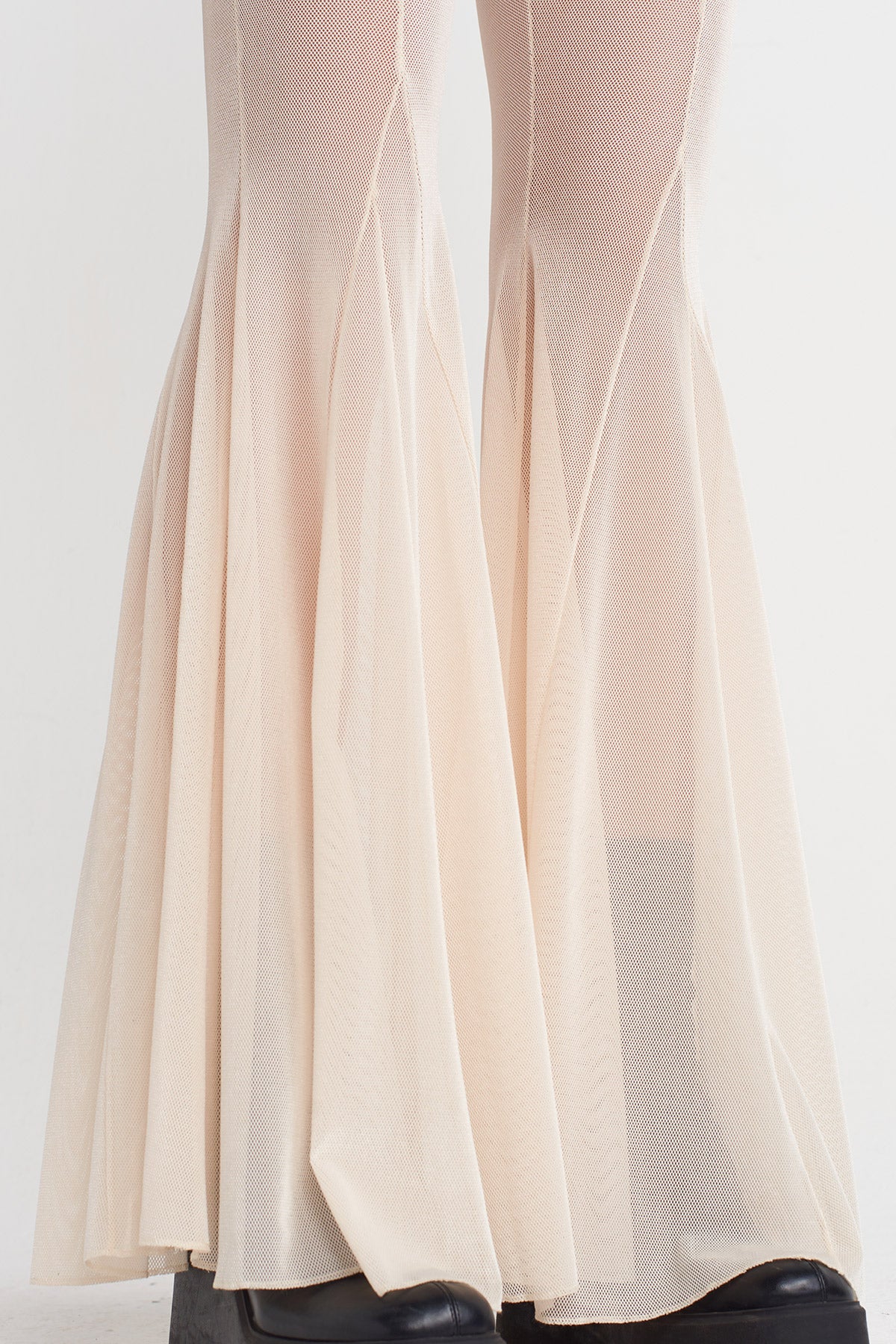 Natur Siyah Tül Flare Paça Pantolon-K253013059