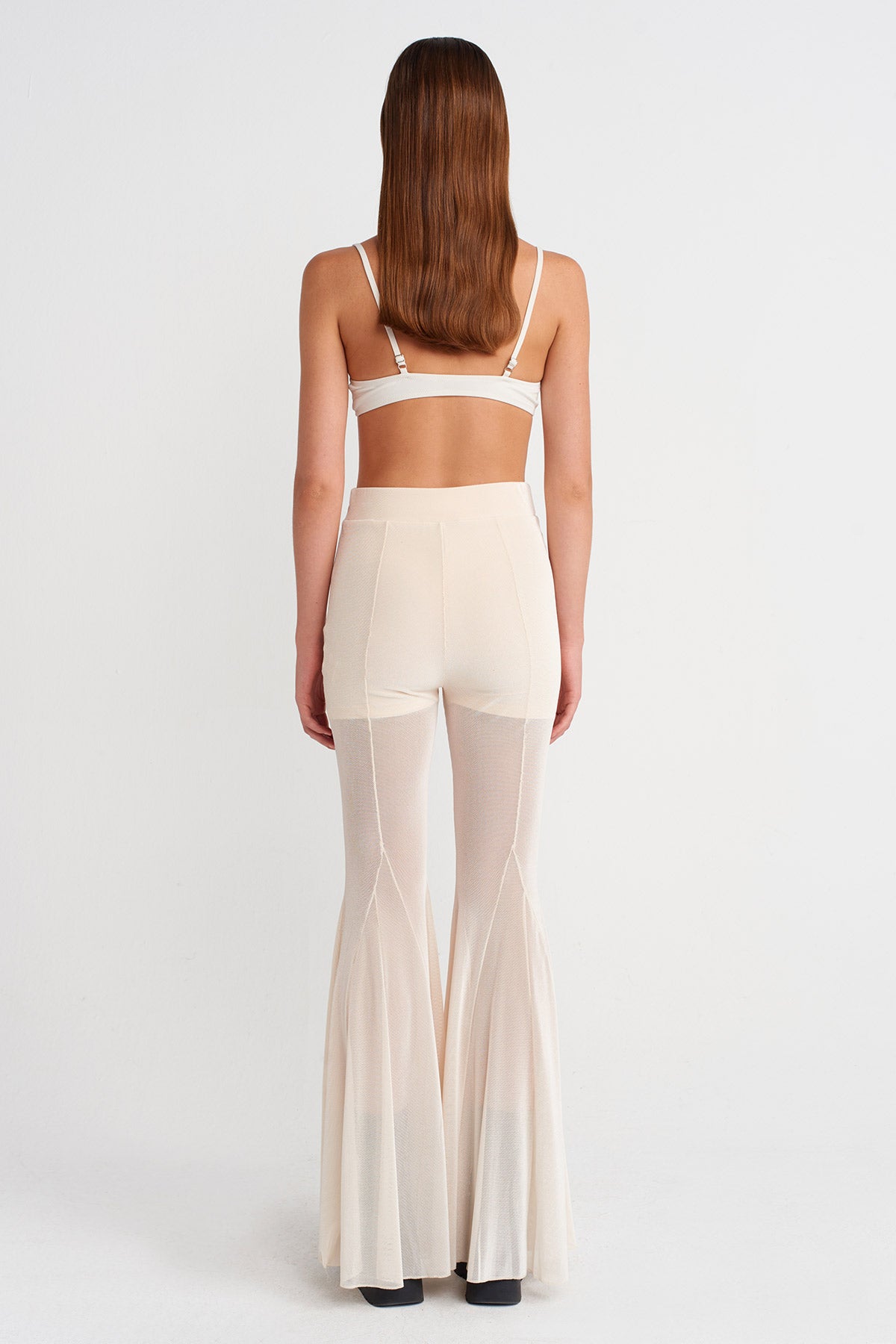 Natur Siyah Tül Flare Paça Pantolon-K253013059