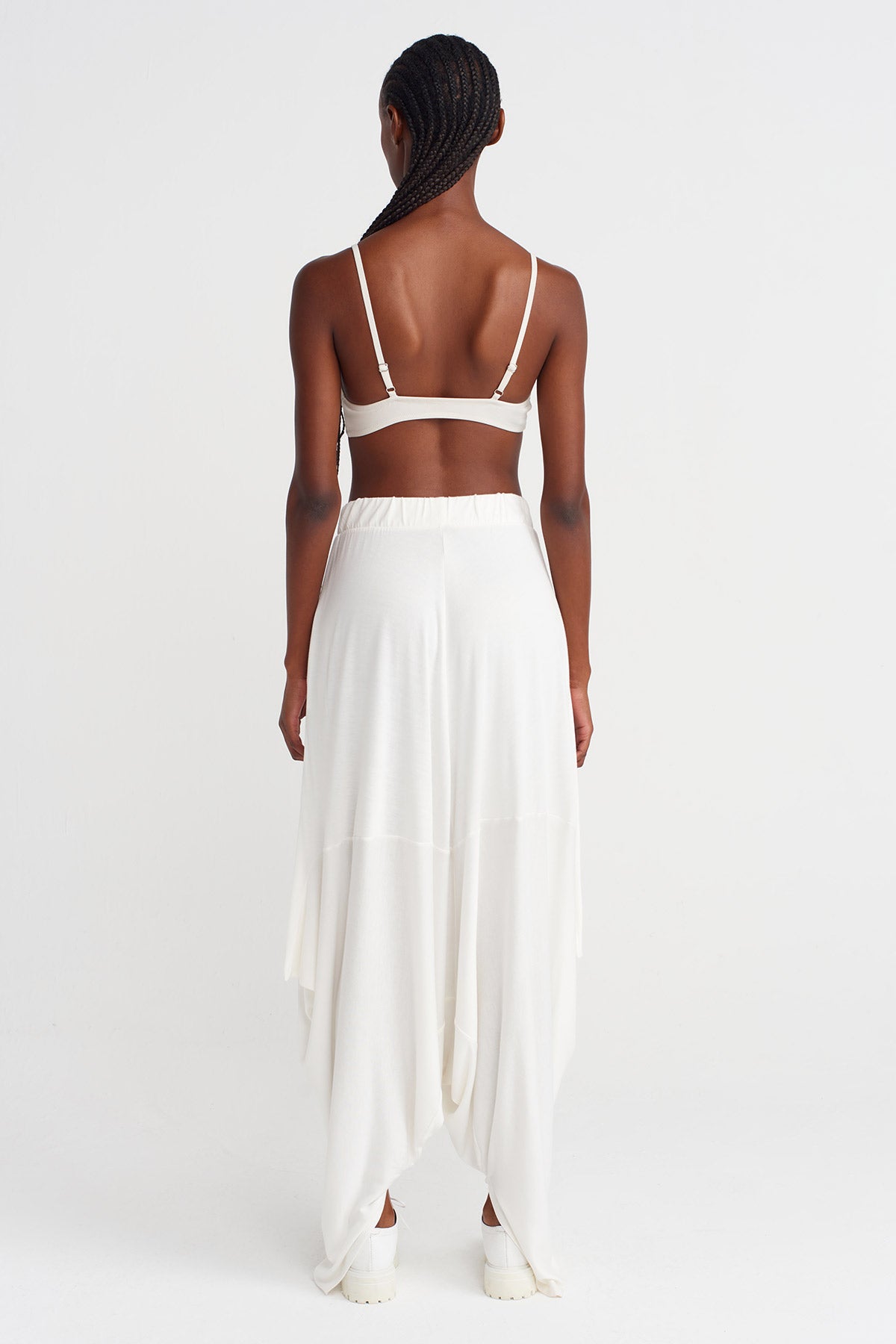 Kırık Beyaz Drapeli Rahat Şalvar-K253013062