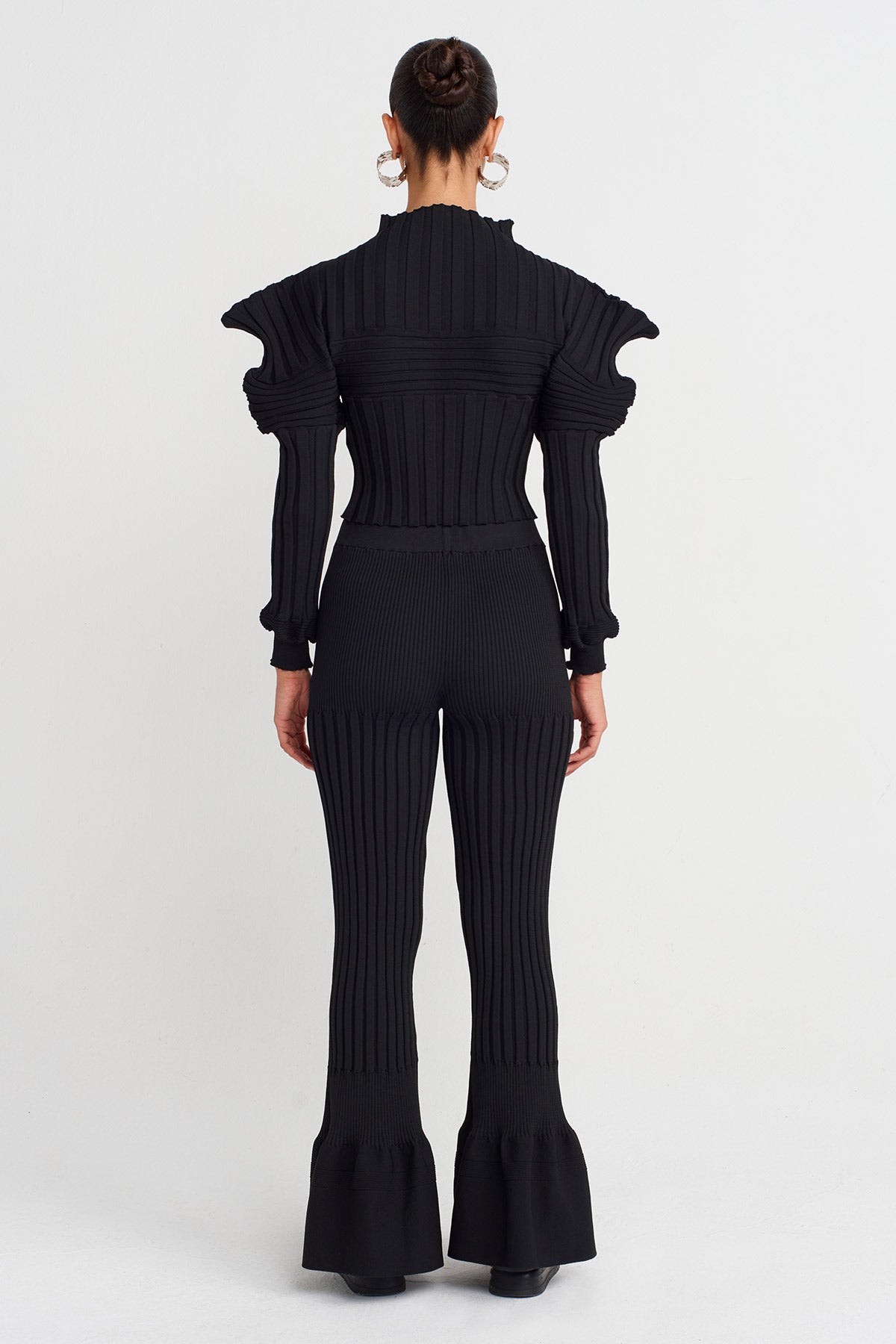 Siyah Yüksek Bel Triko Pantolon-K253013068