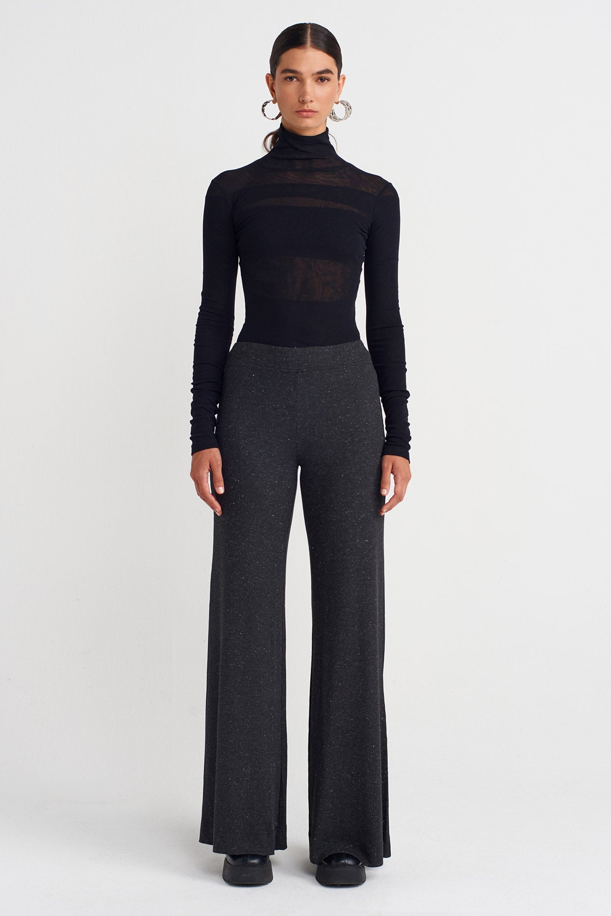 Antrasit Melanj Gümüşlü Keşkorse Pantolon-K253013070