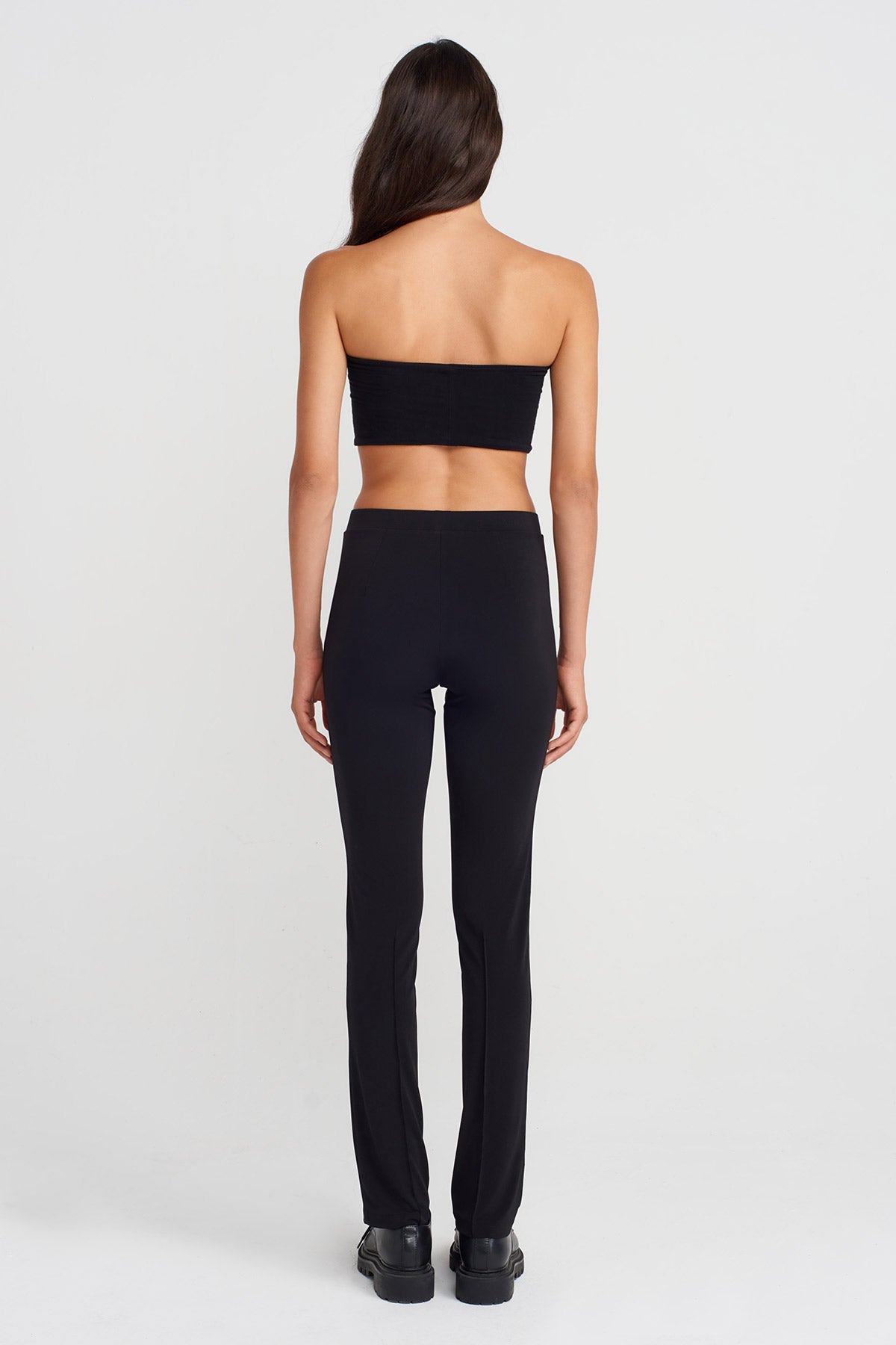 Siyah Ütü Dikişli Dar Jarse Pantolon-K253013072