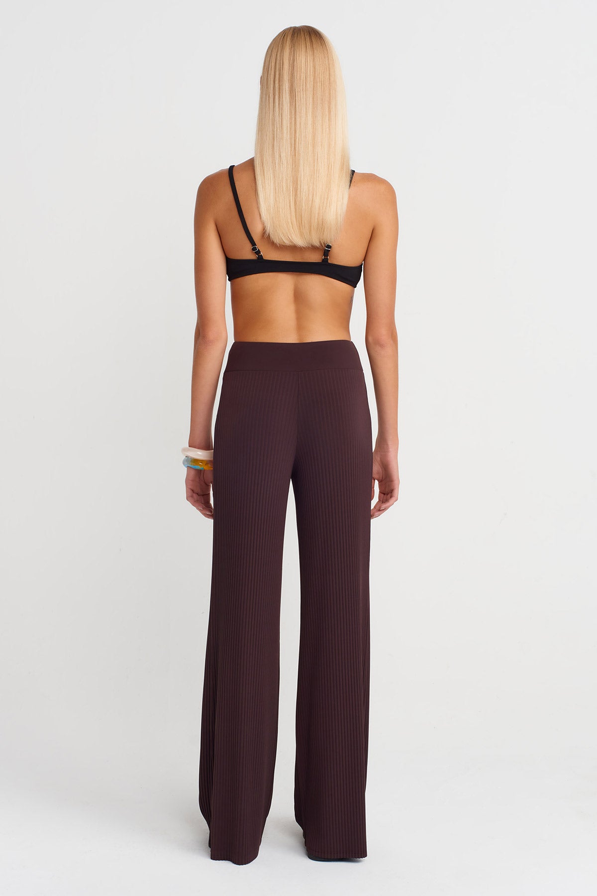 Koyu Mor Piliseli Düz Kesim Pantolon-K253013077