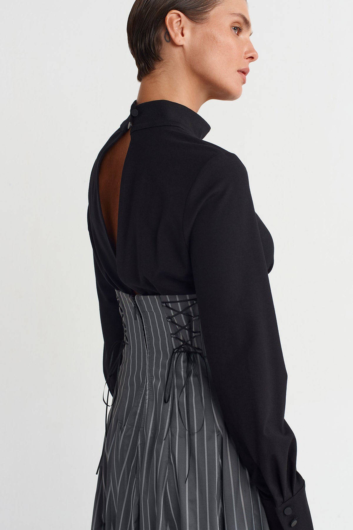 Korse Detaylı, Uzun Balon Elbise-K254014017