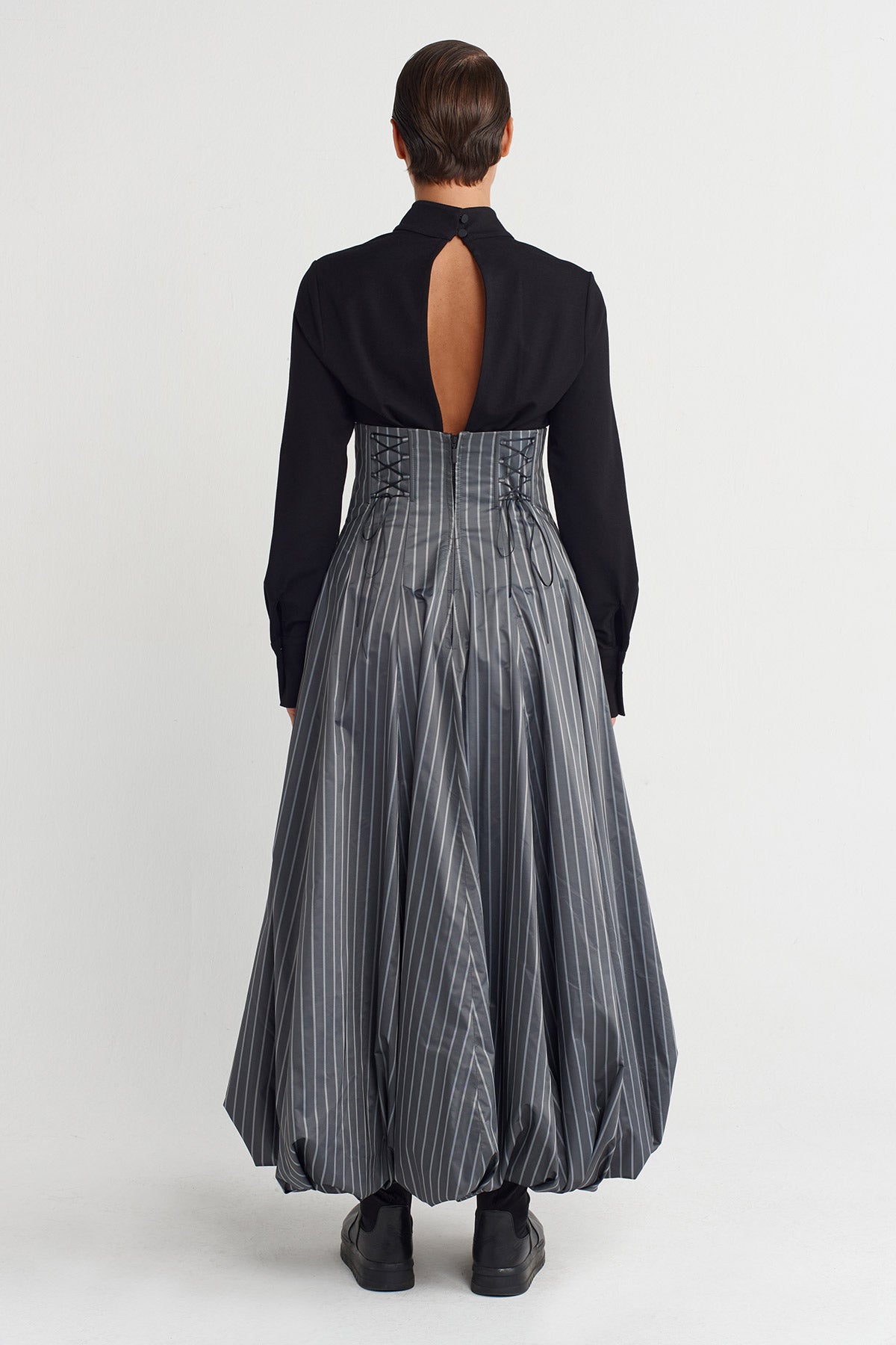 Korse Detaylı, Uzun Balon Elbise-K254014017