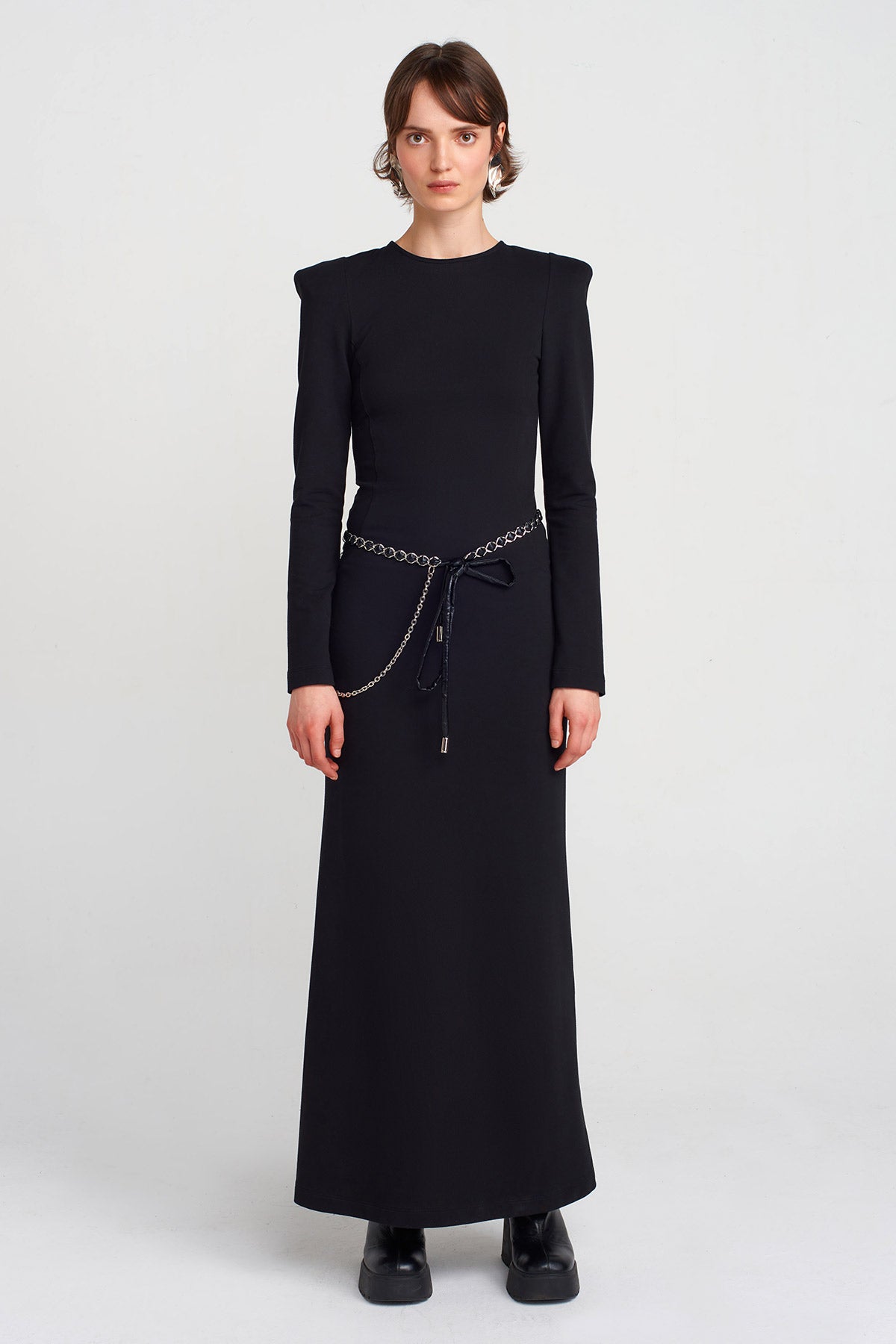 Black Padded Long Dress-K254014042