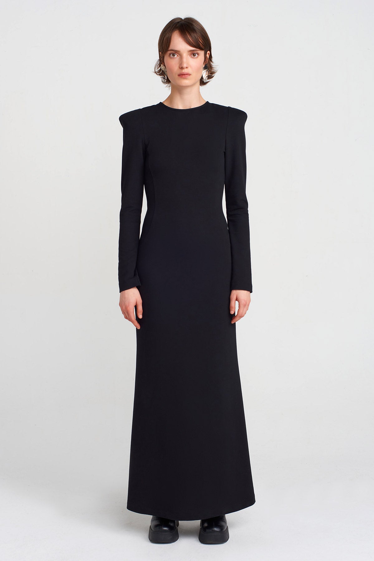 Black Padded Long Dress-K254014042