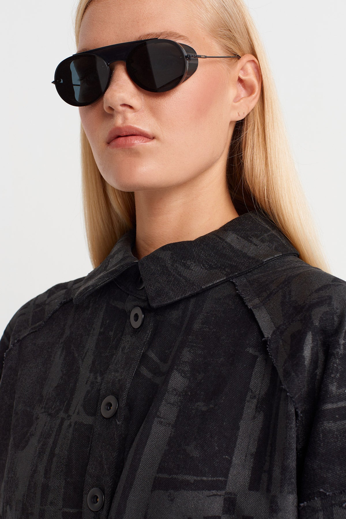 Black Printed Oversize Shirt Dress-K254014060