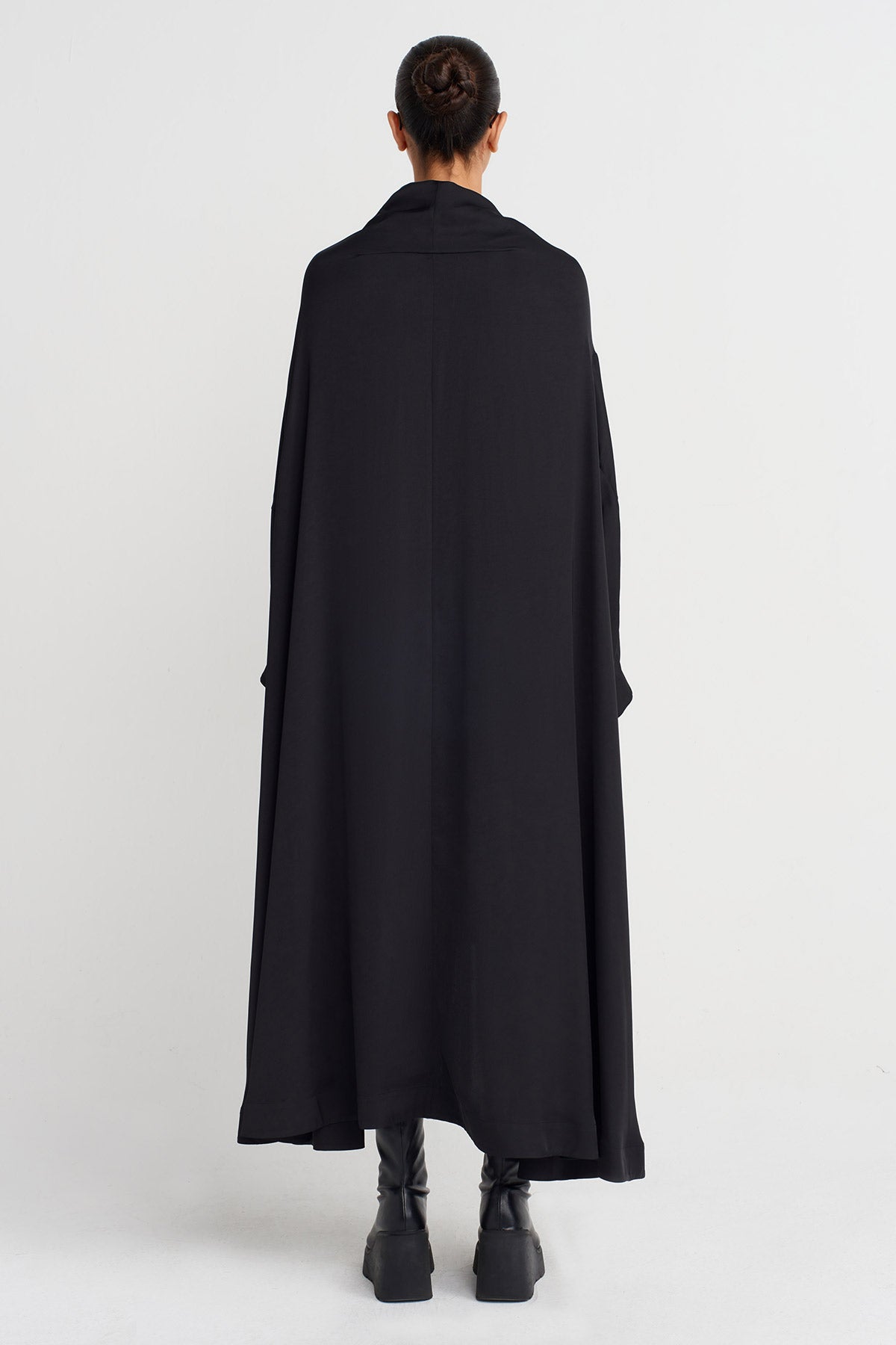 Black Asymmetrical Cut Maxi Dress-K254014061