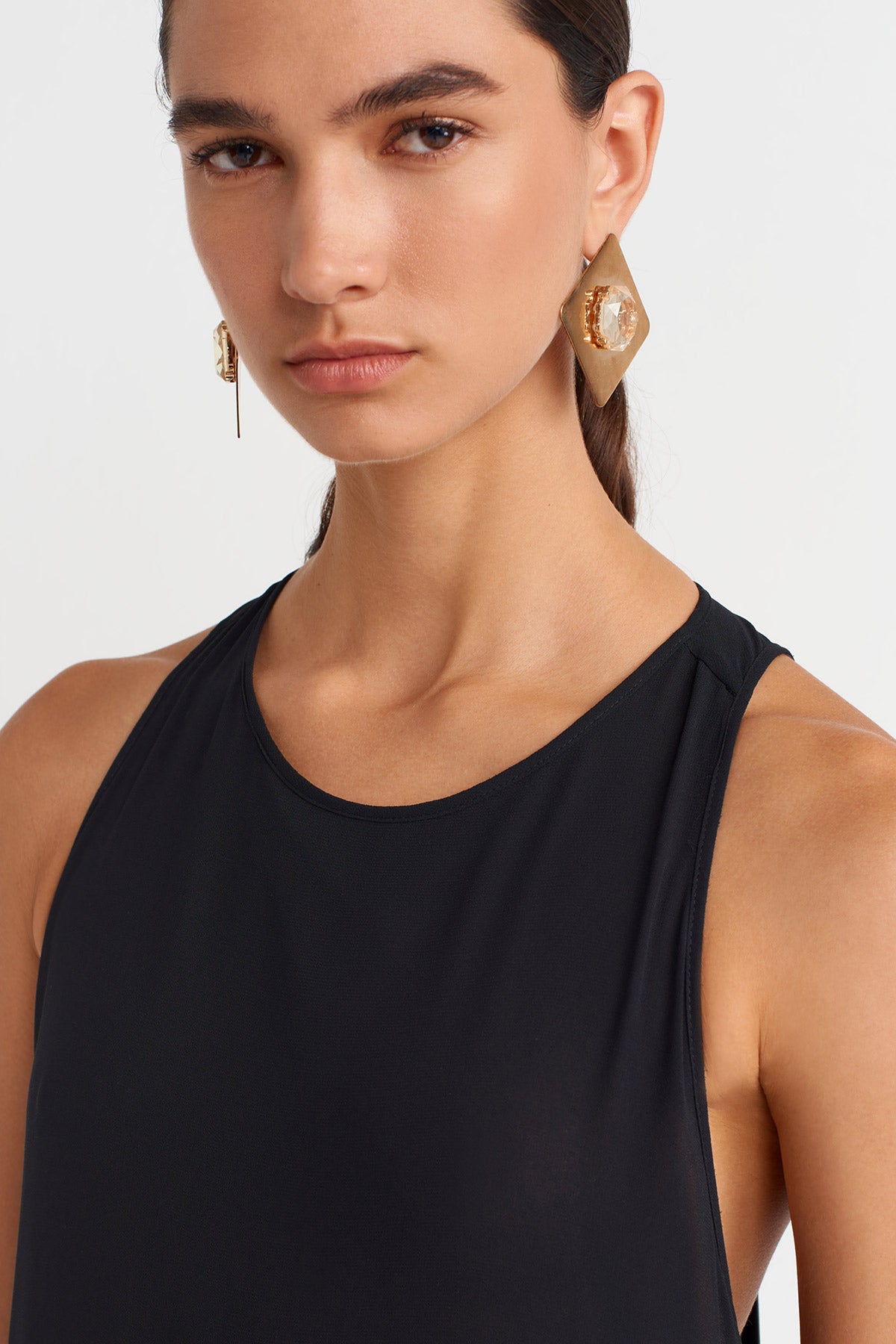 Siyah Tül Parçalı Siyah Elbise-K254014076