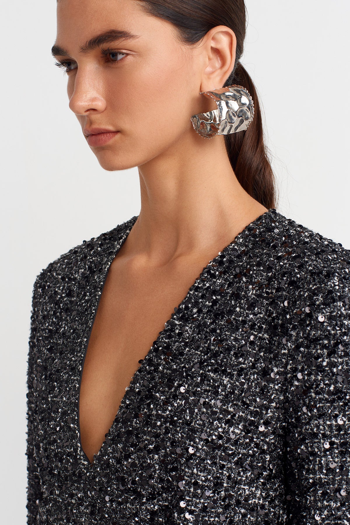 Black / Off-White Sparkly Long Dress-K254014078