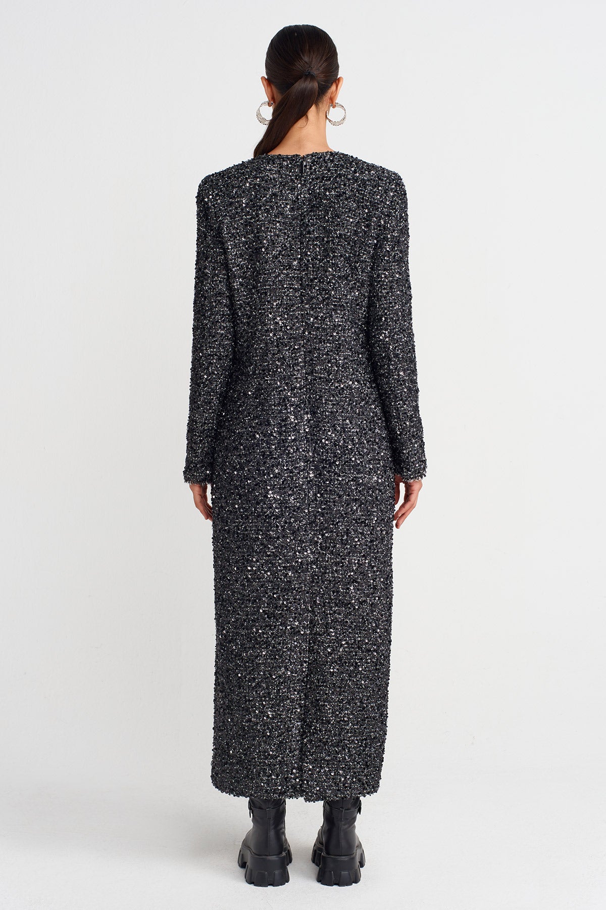 Black / Off-White Sparkly Long Dress-K254014078