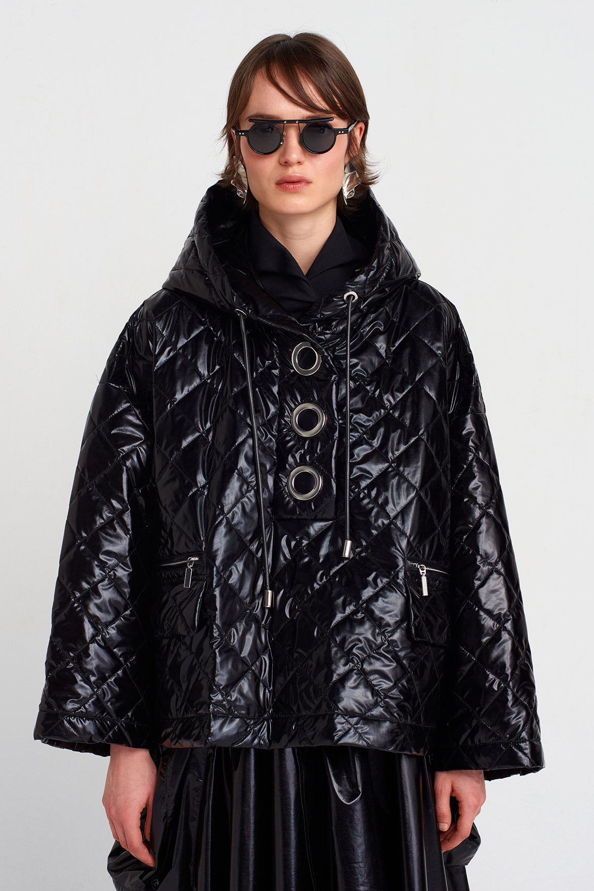 Siyah Oversize Kapitone Sweat-K255015031