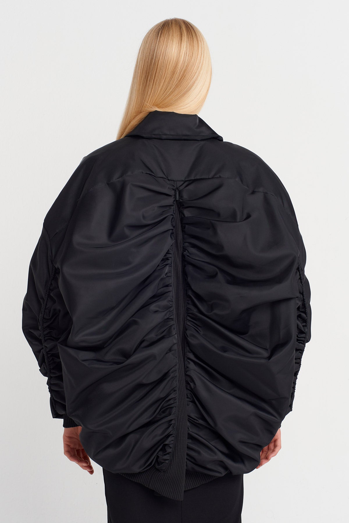 Siyah Oversize Bomber Ceket-K255015058
