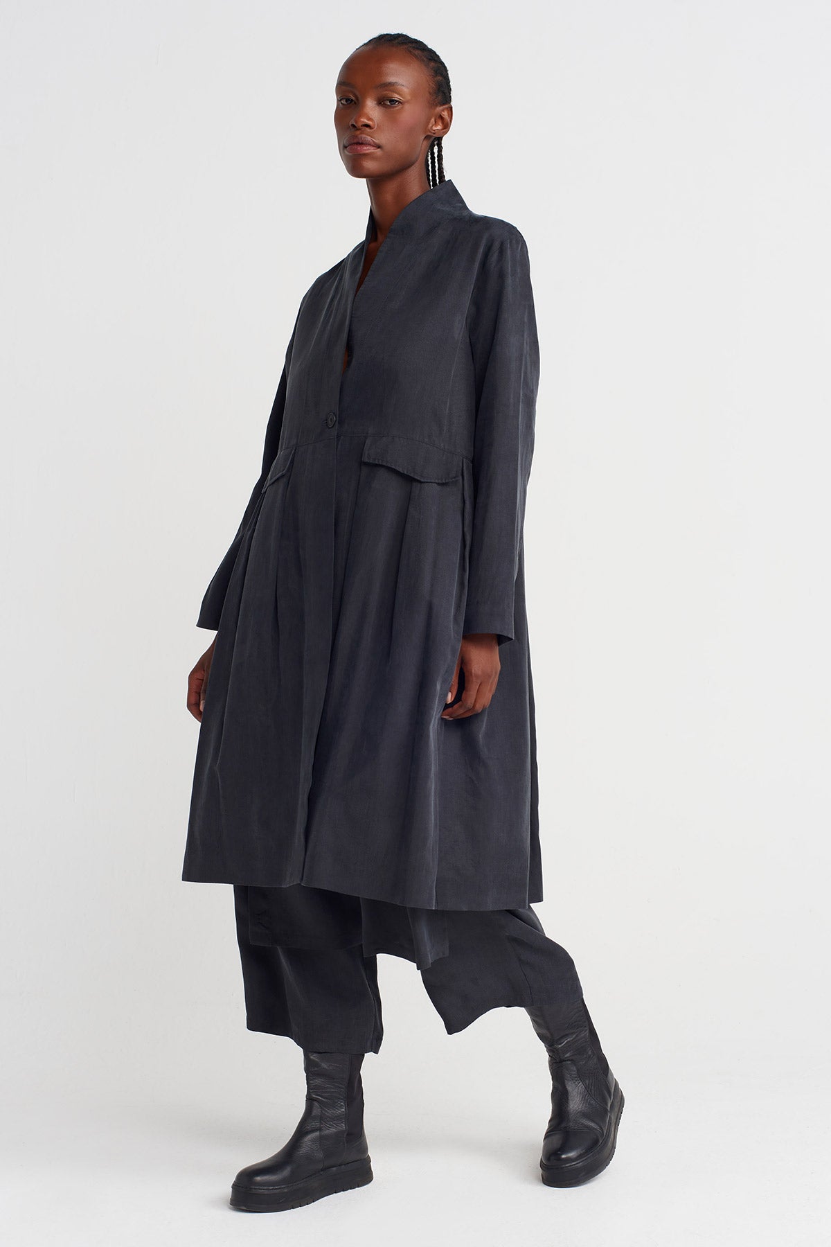 Siyah Taş Yıkama Efektli Ceket-K255015074