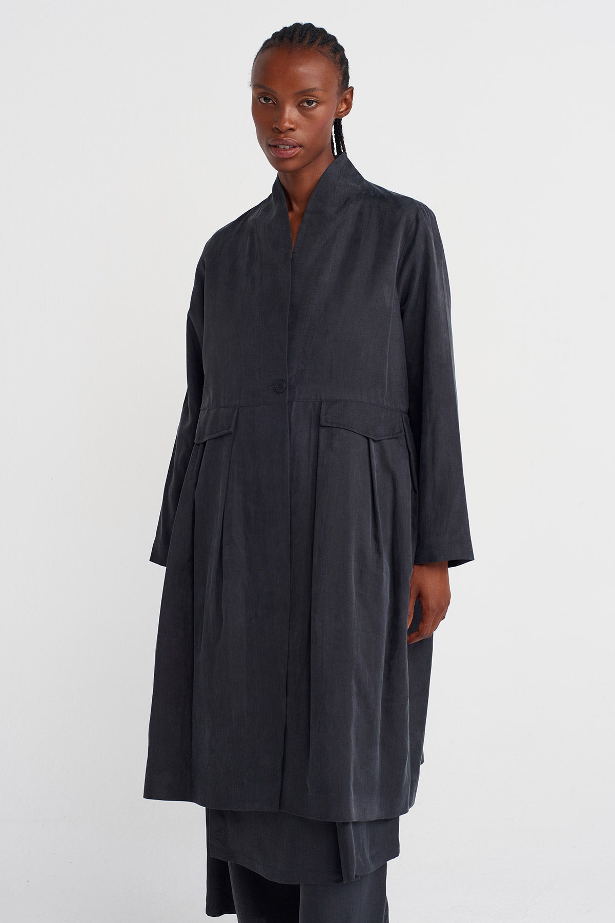 Siyah Taş Yıkama Efektli Ceket-K255015074