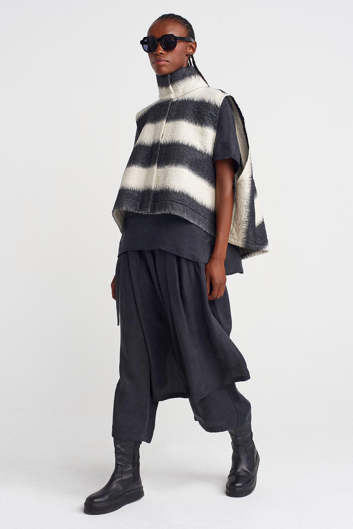 Multicolor Kalın Çizgili Bol Yelek-K255015075