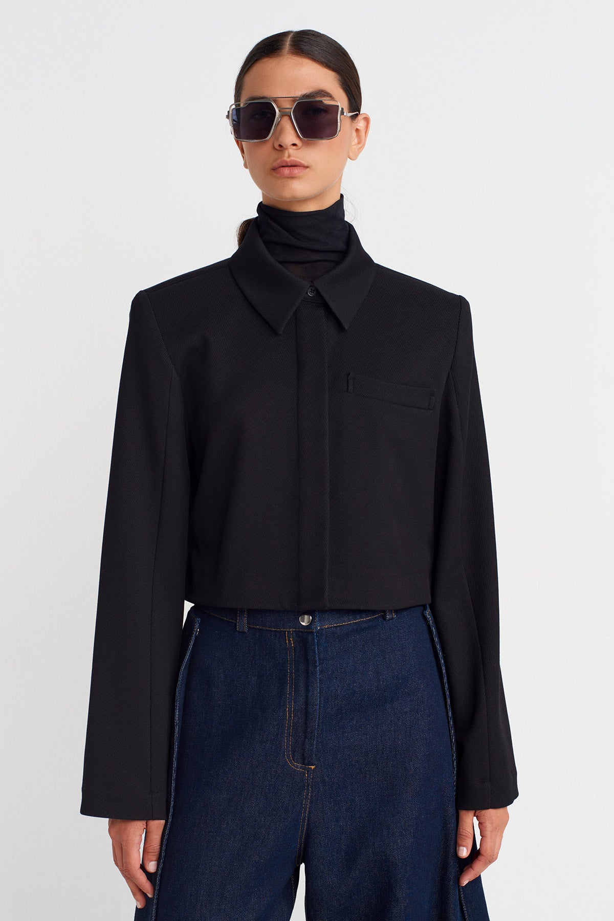 Black Padded Shirt Jacket-K255015083