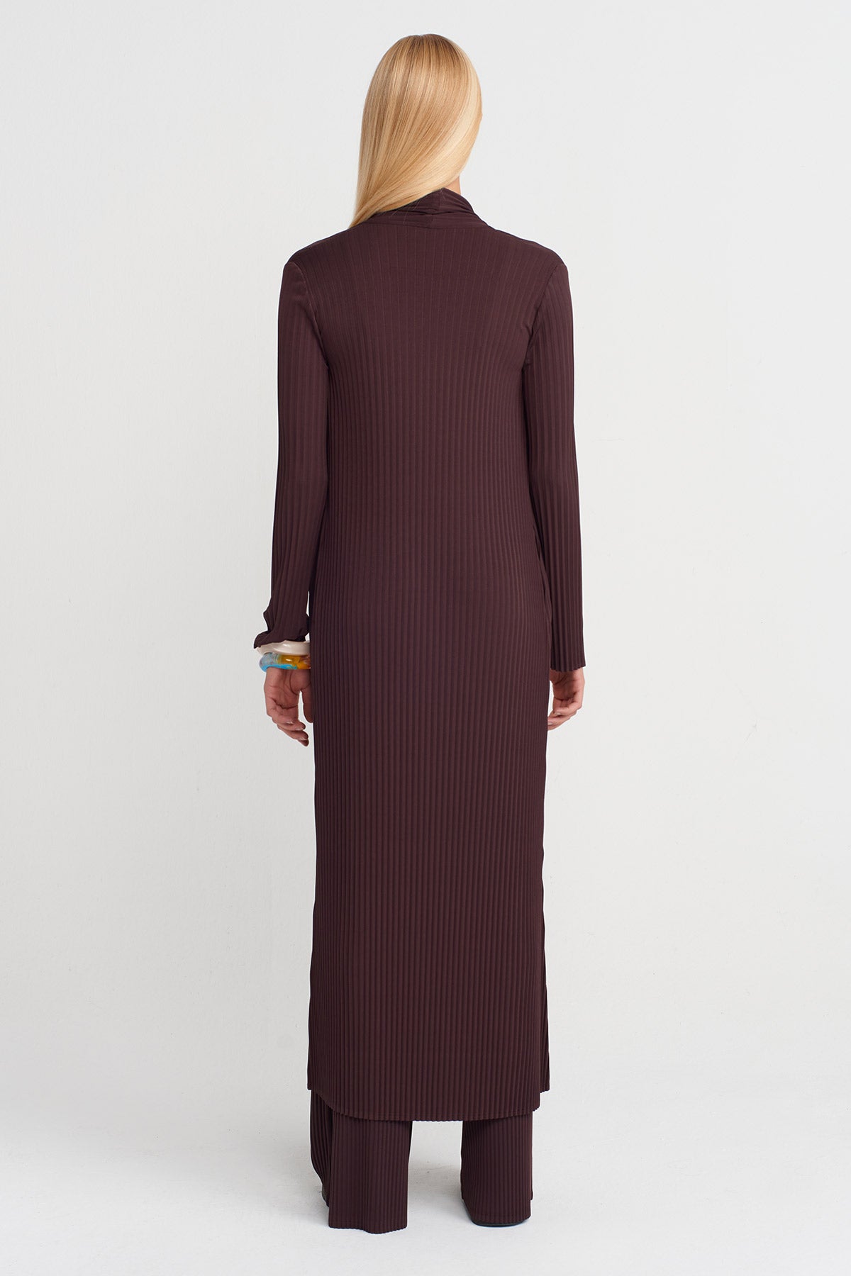 كارديجان طويل مطوي باللون الأرجواني الداكن - K255015109