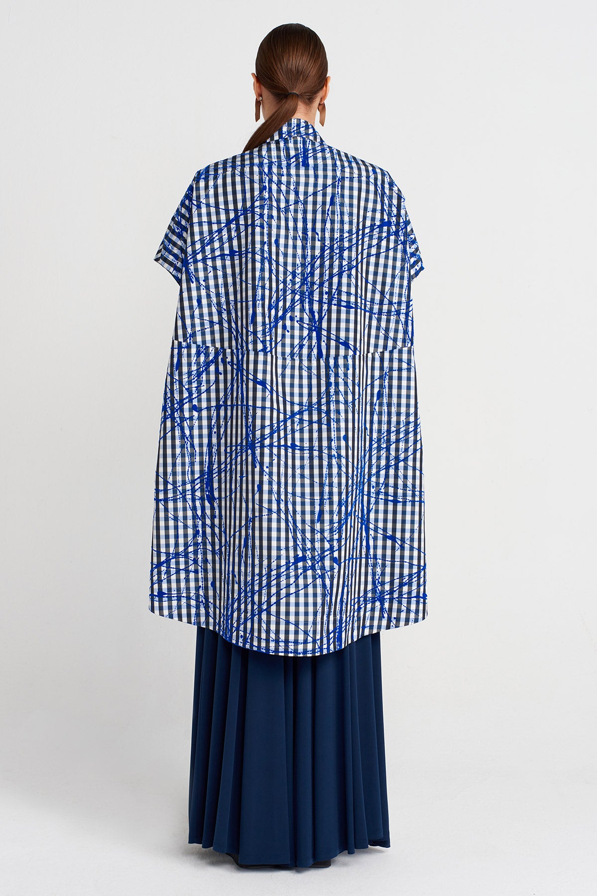 جاكيت ساكسوني كبير الحجم بنقوش - K255015112