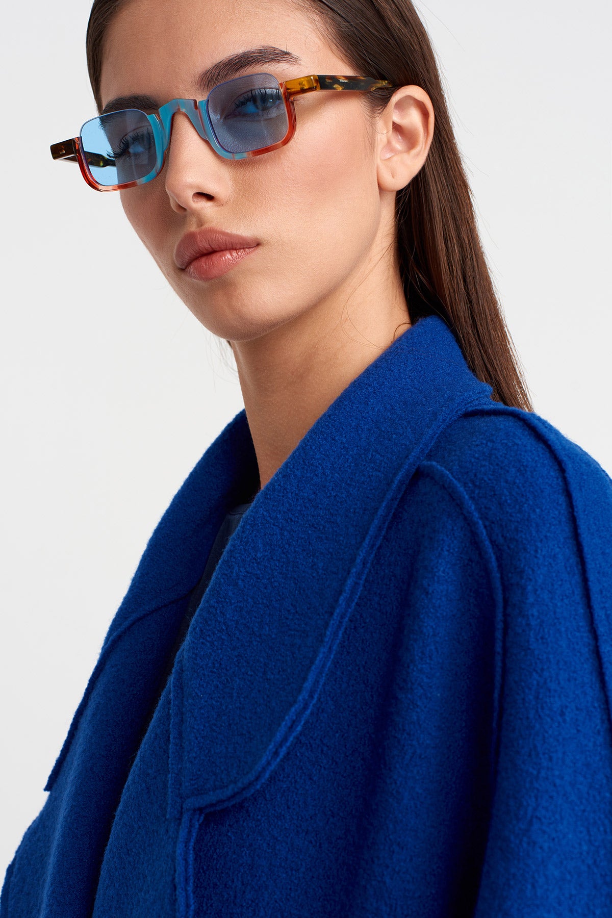 جاكيت صوف قصير أزرق داكن كبير الحجم - K255015114