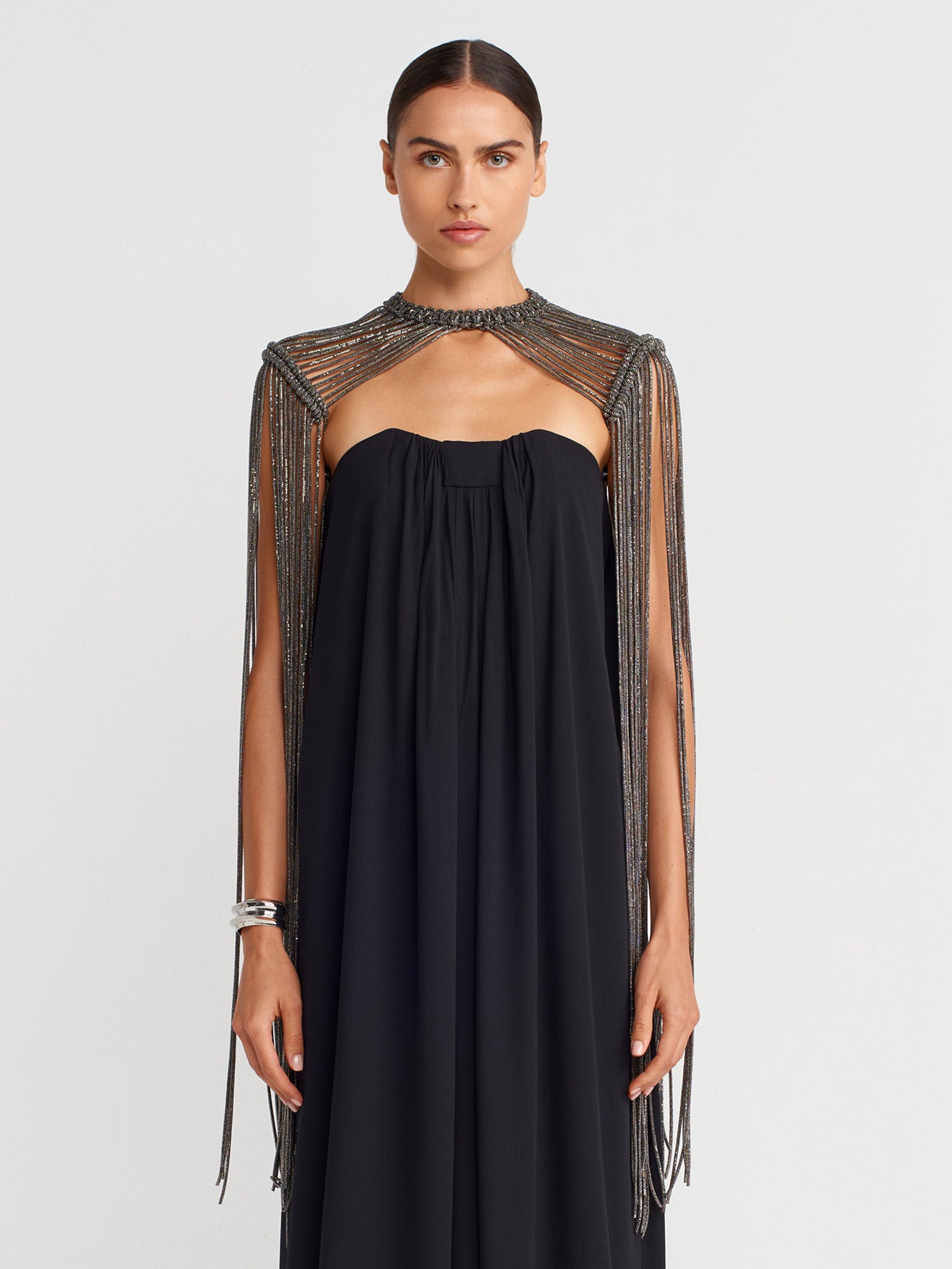 Antrasit Taş İpli Makrome Omuzluk-K256016014