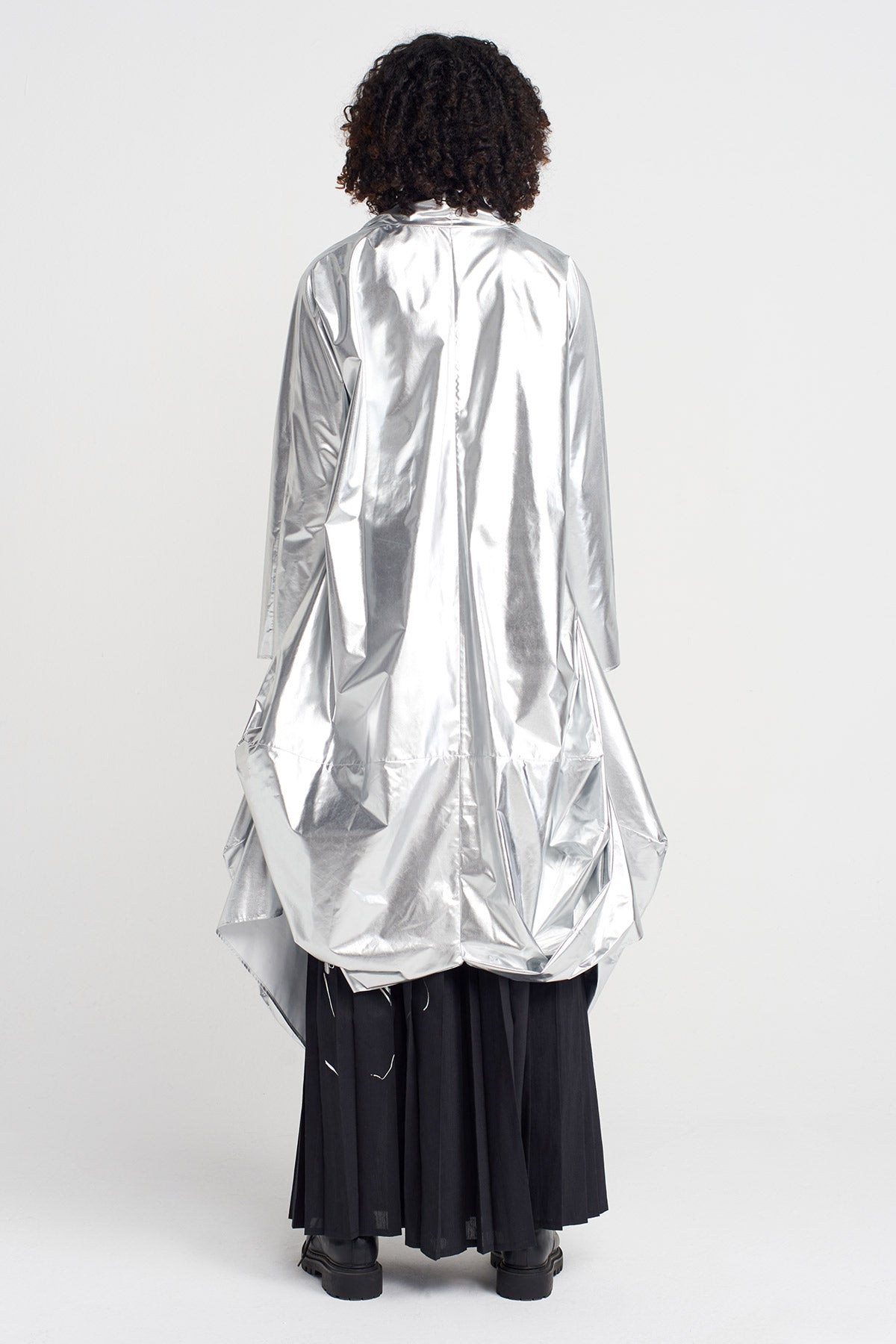 Gümüş Parlak Kuşaklı Trenç Ceket-K257017012