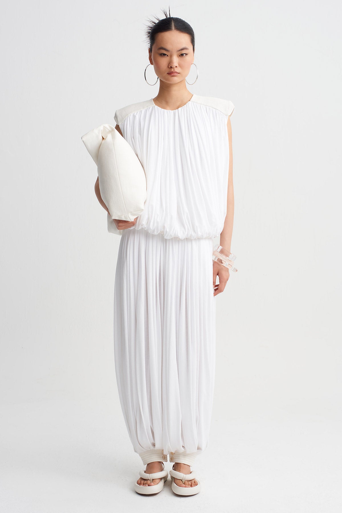 Off-White Structured Shoulder Balloon Blouse-K261011087 – NU