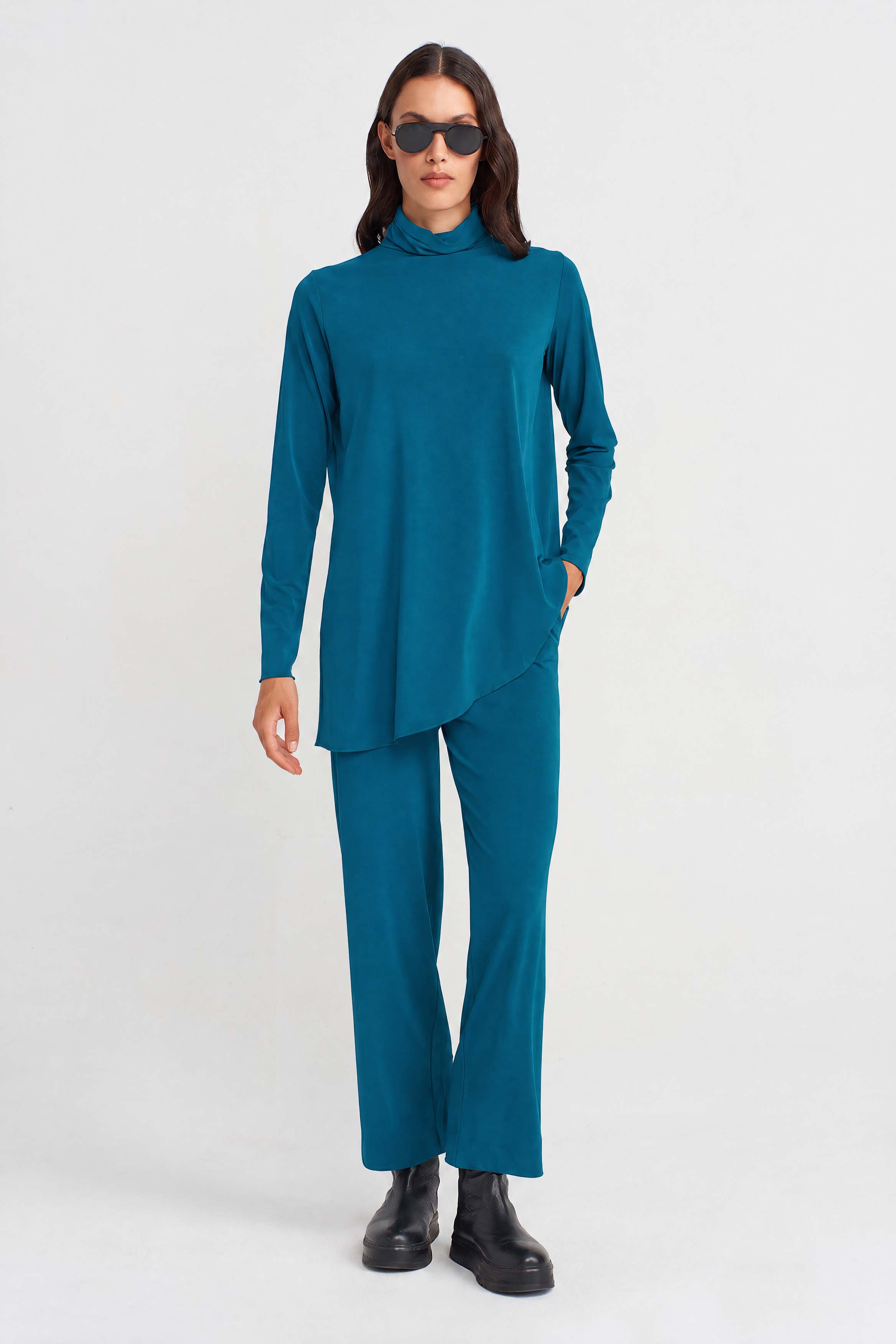 Ocean Blue Turtleneck Jersey Top-K261011098 – NU