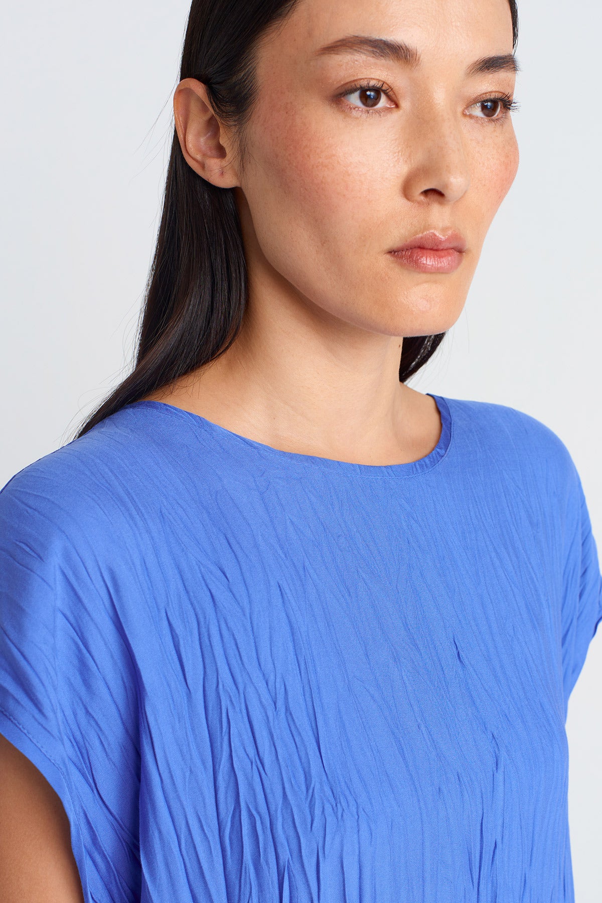 Royal Blue Wrinkled Effect Blouse-Y251011104
